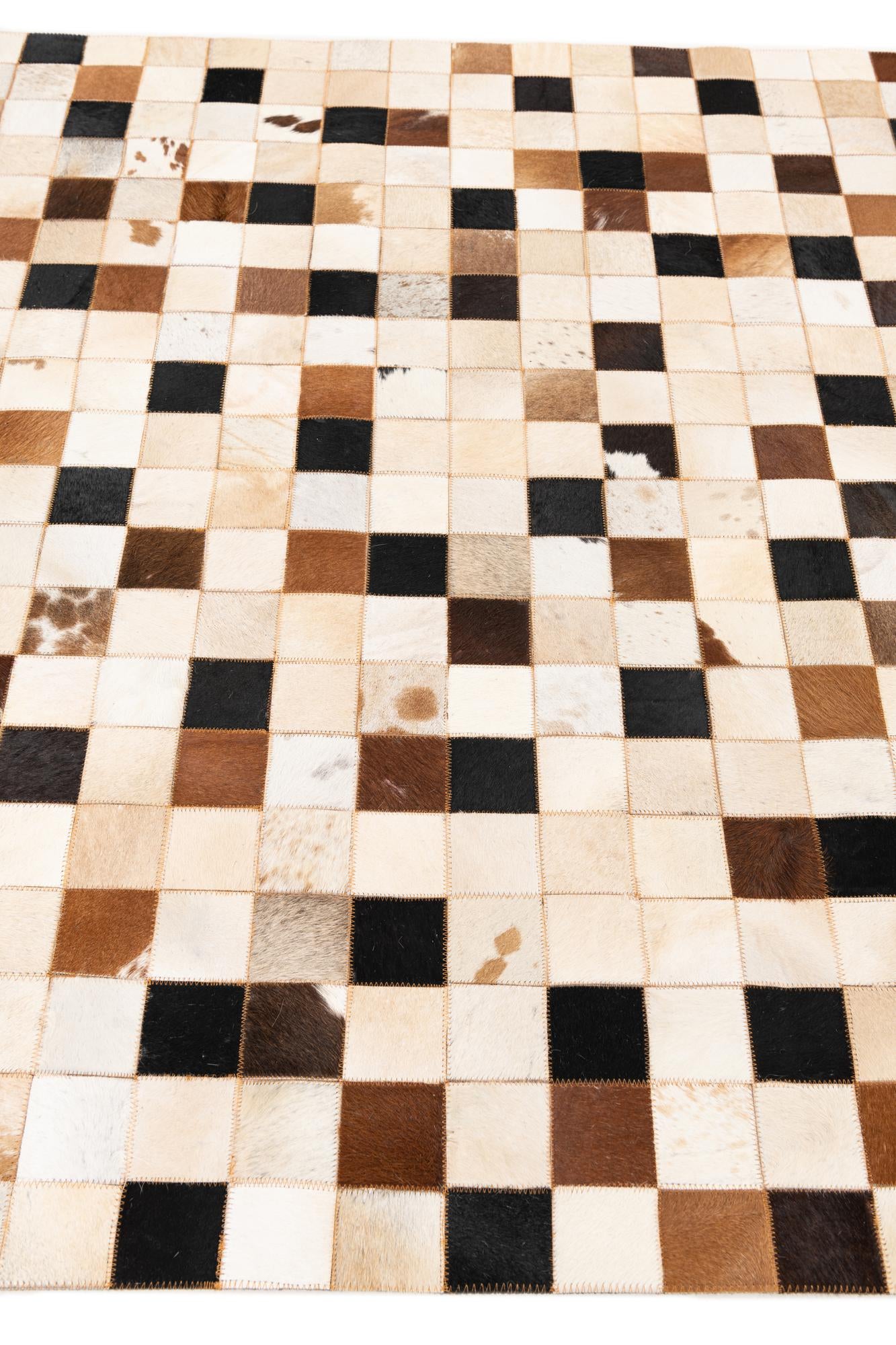 5' 1 x 8' 1 Cowhide Leather Rug
