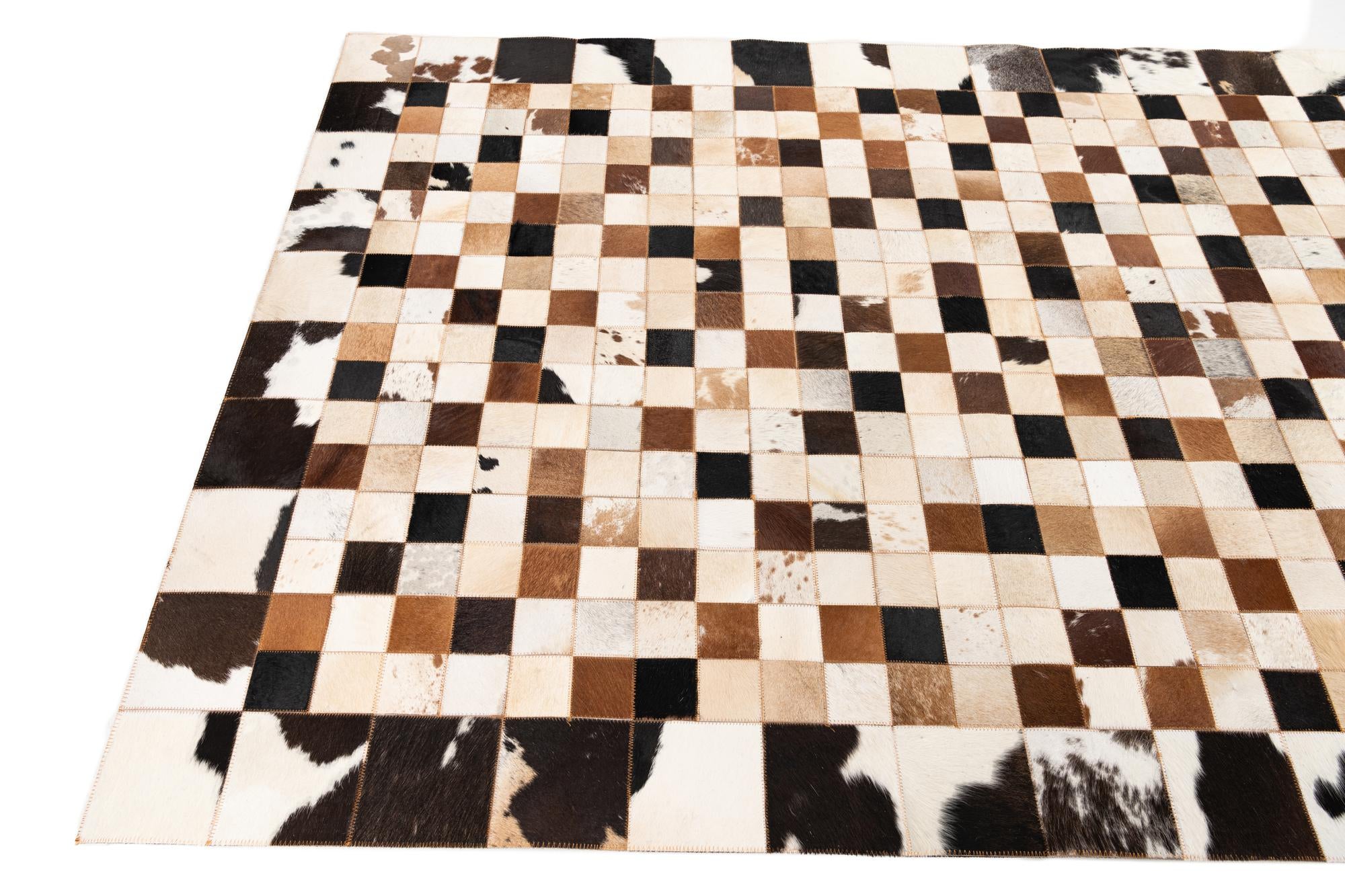 5' 1 x 8' Cowhide Leather Rug
