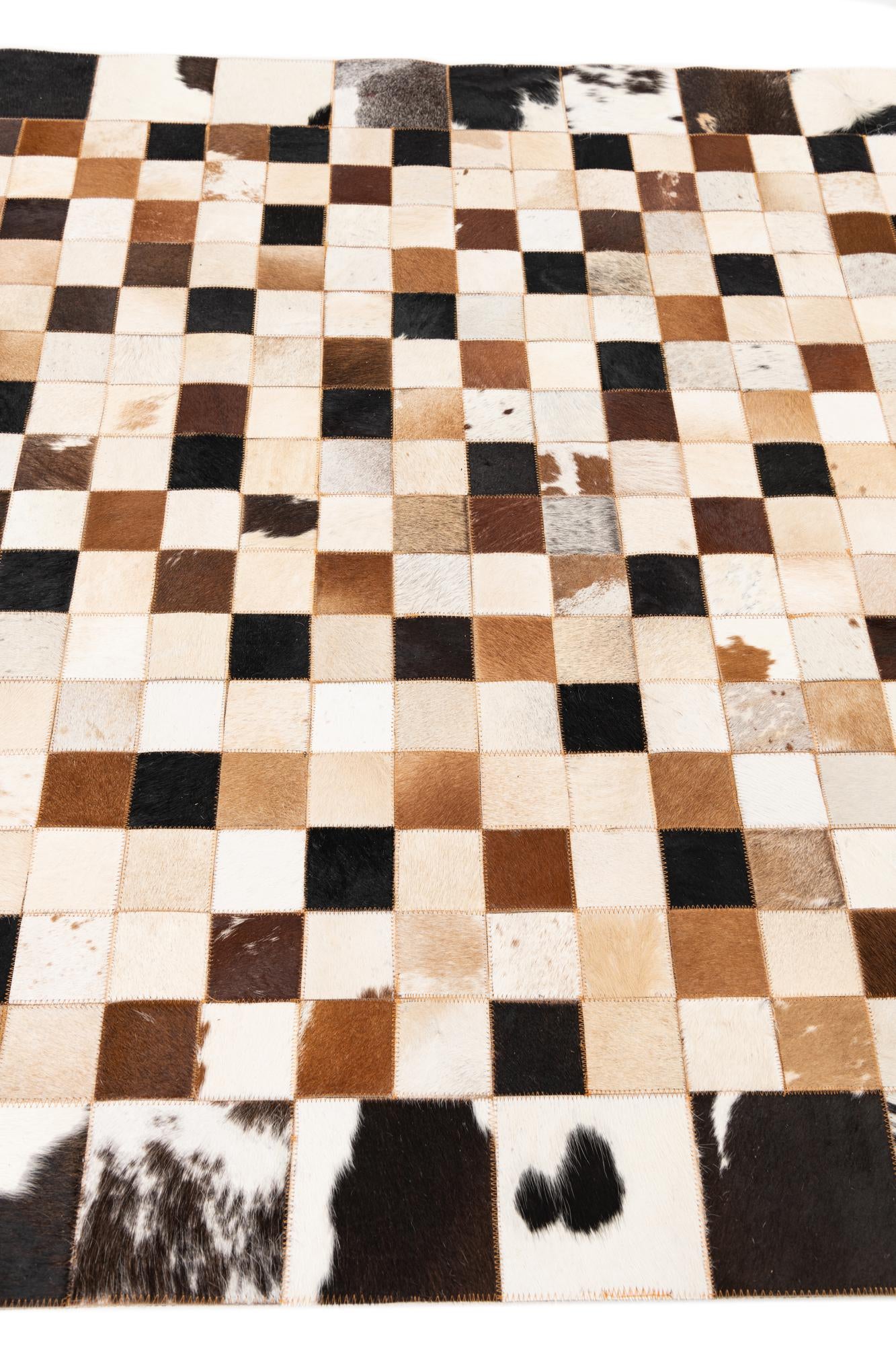 5' 1 x 8' Cowhide Leather Rug