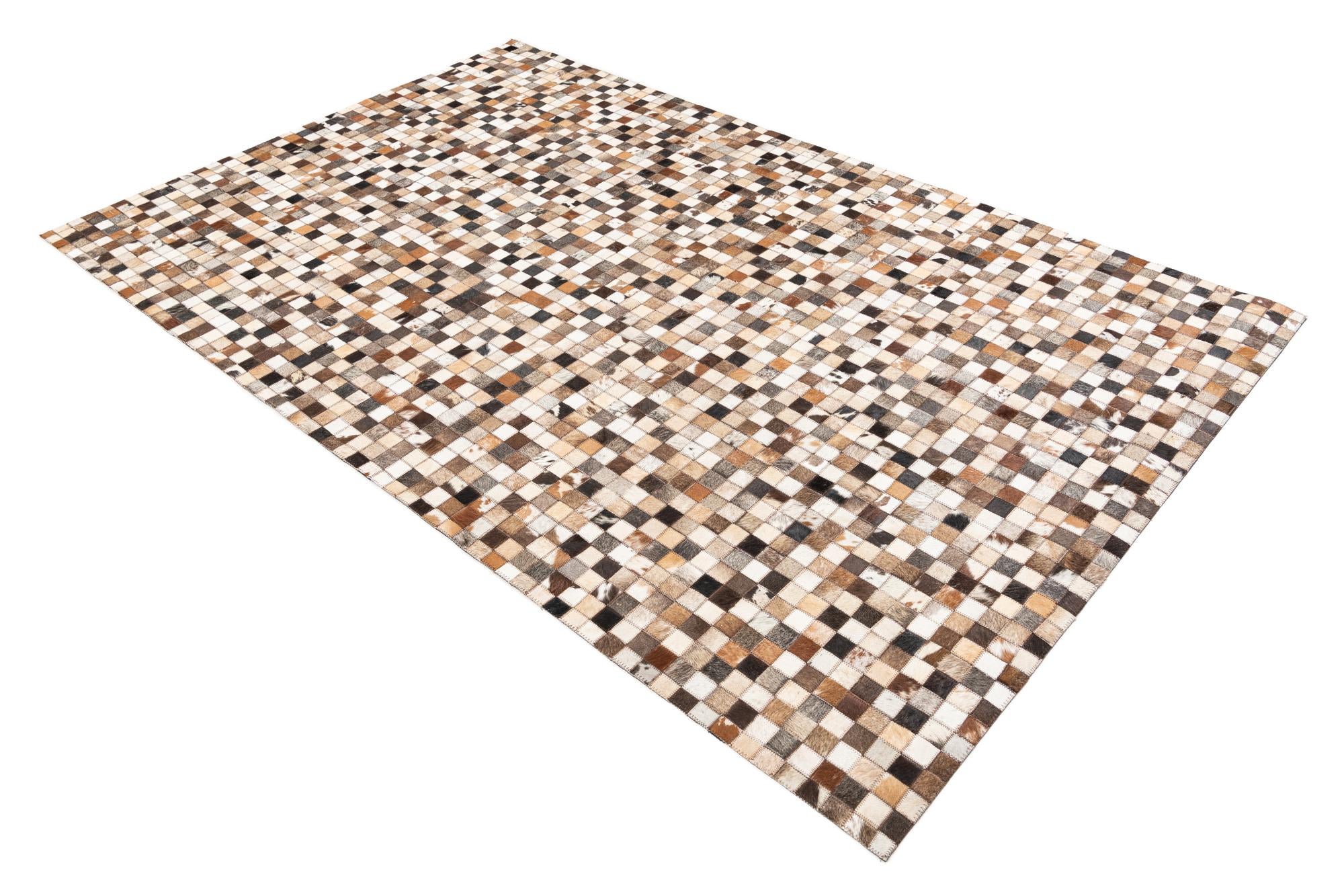 5' 1 x 8' Cowhide Leather Rug