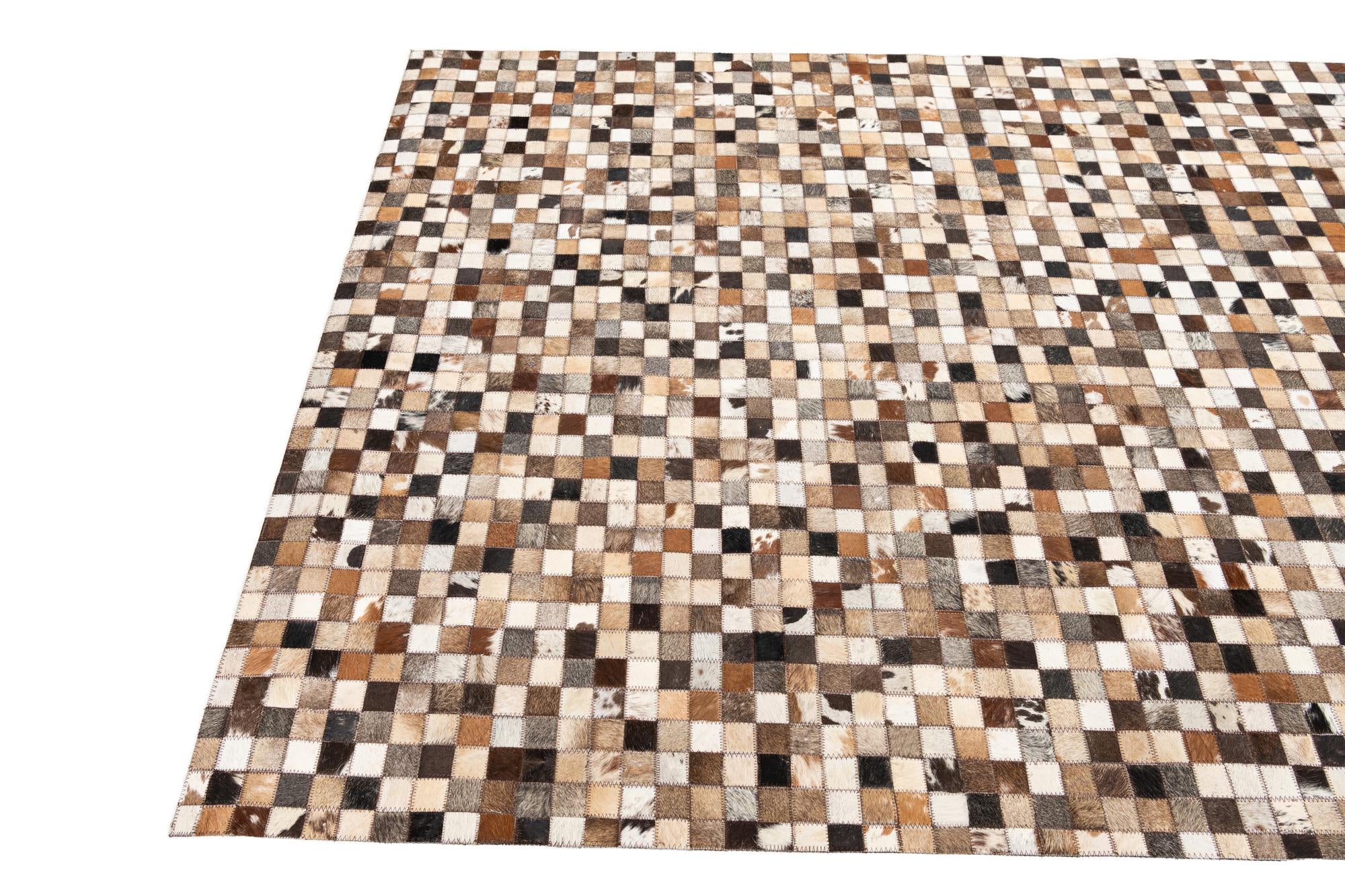 5' 1 x 8' Cowhide Leather Rug
