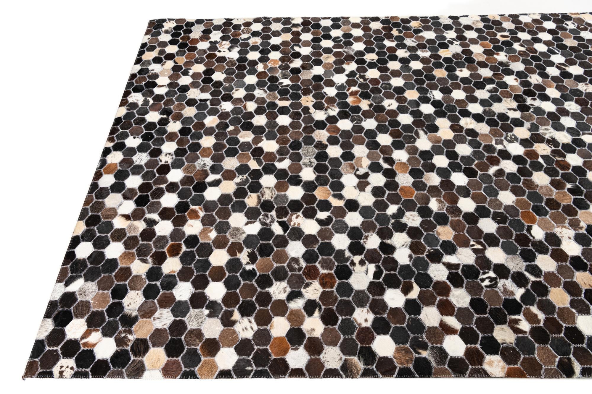 5' 2 x 8' Cowhide Leather Rug