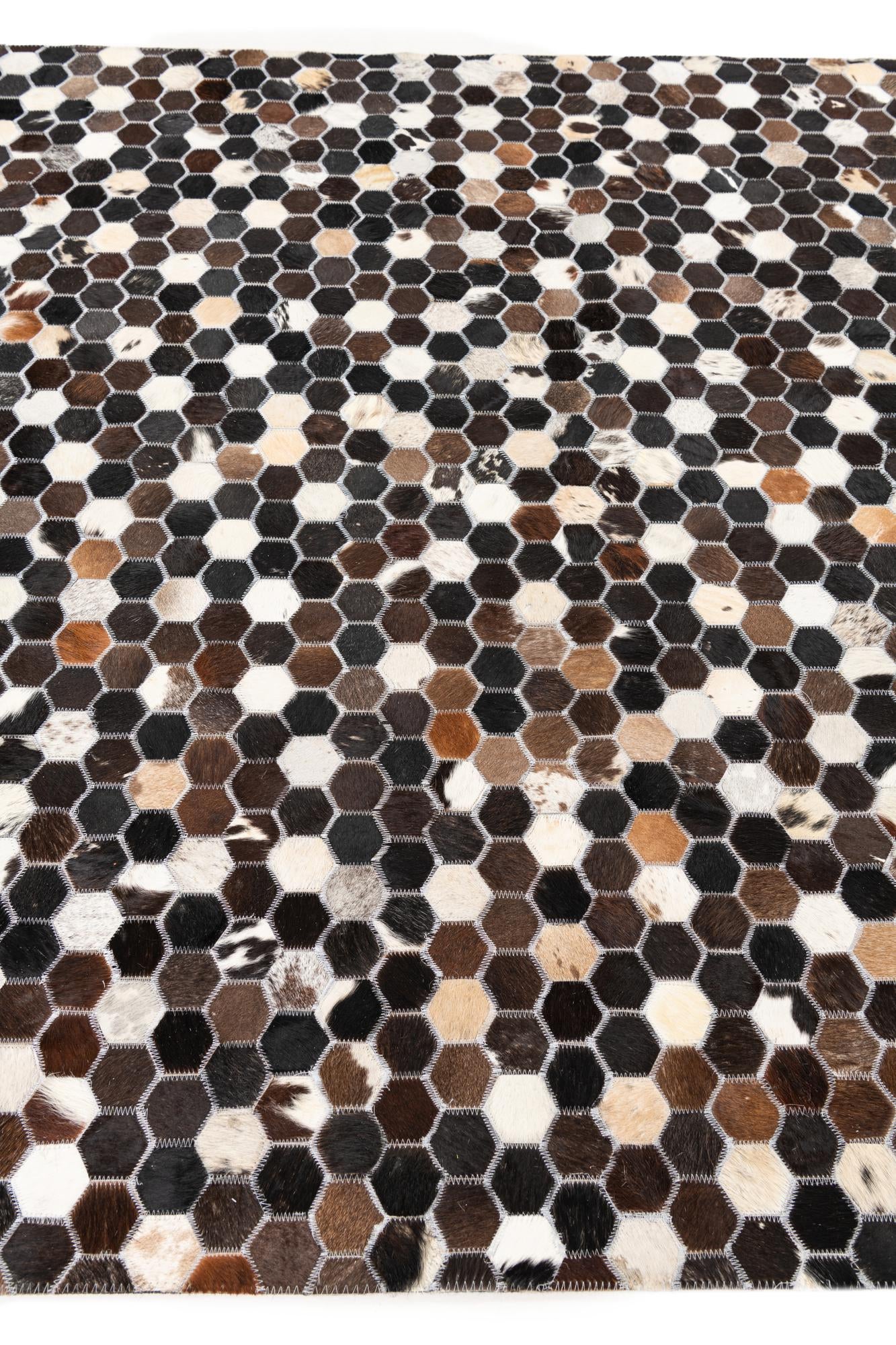 5' 2 x 8' Cowhide Leather Rug