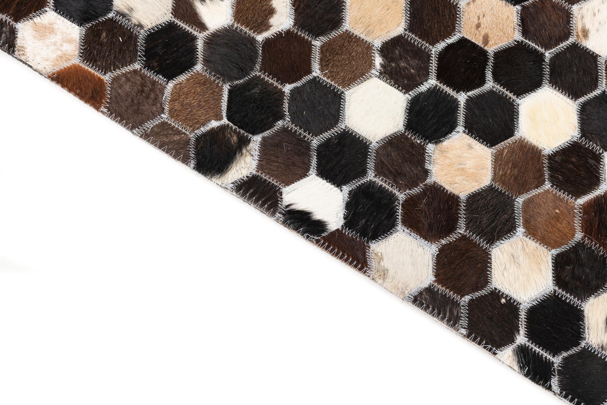 5' 2 x 8' Cowhide Leather Rug