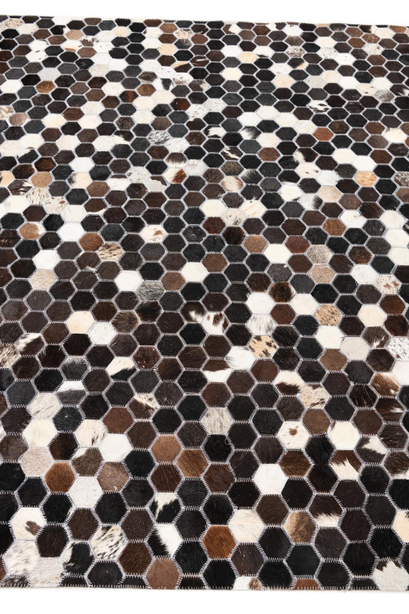 5' 1 x 7' 9 Cowhide Leather Rug