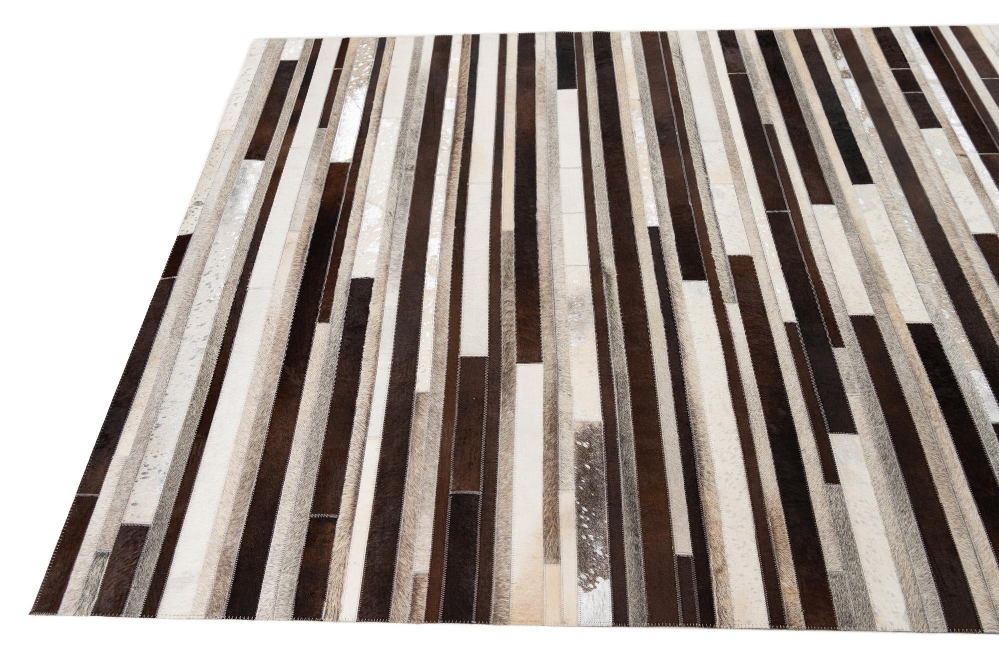 5' 1 x 8' Cowhide Leather Rug