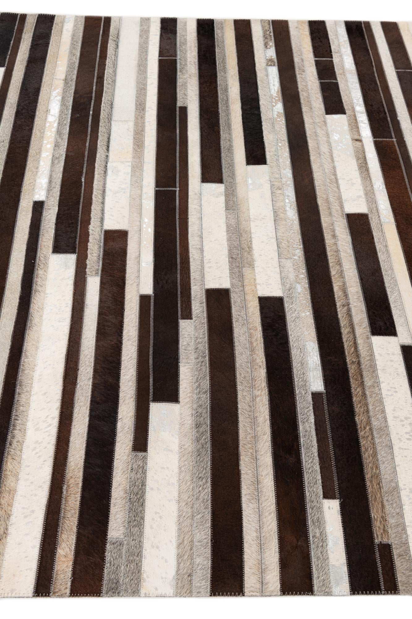 5' 1 x 8' Cowhide Leather Rug