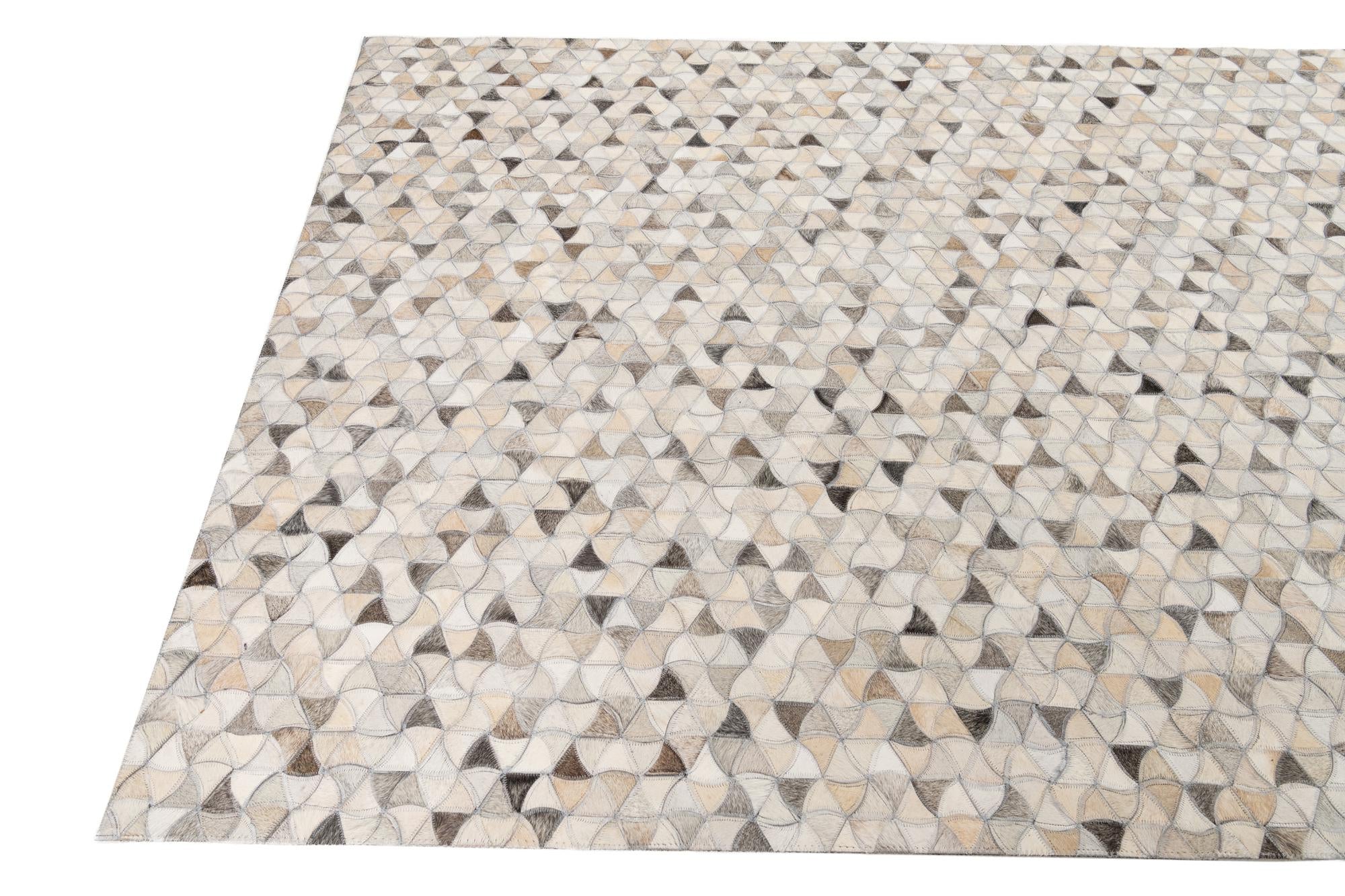 5' x 7' 8 Cowhide Leather Rug
