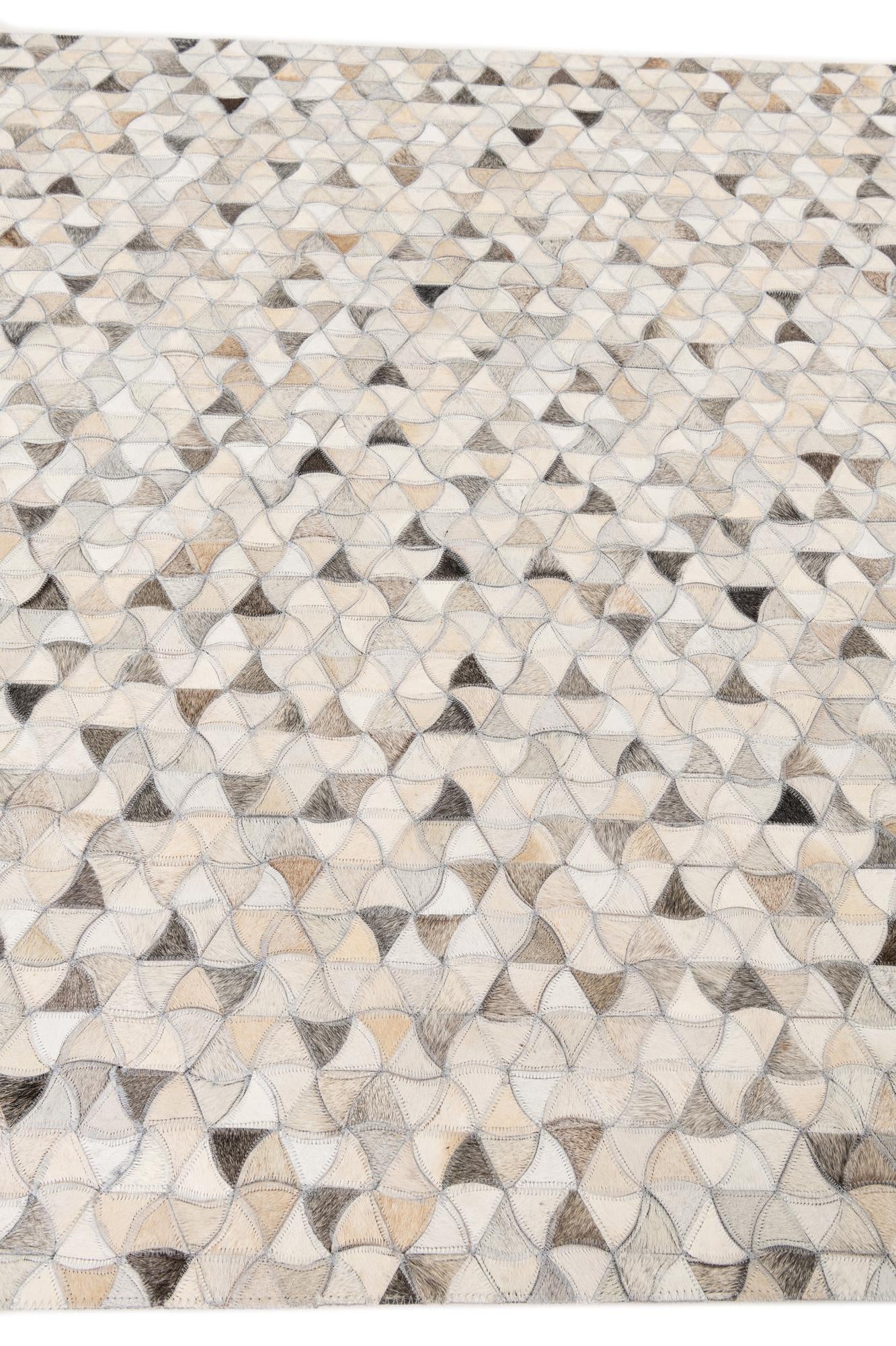 5' x 7' 8 Cowhide Leather Rug