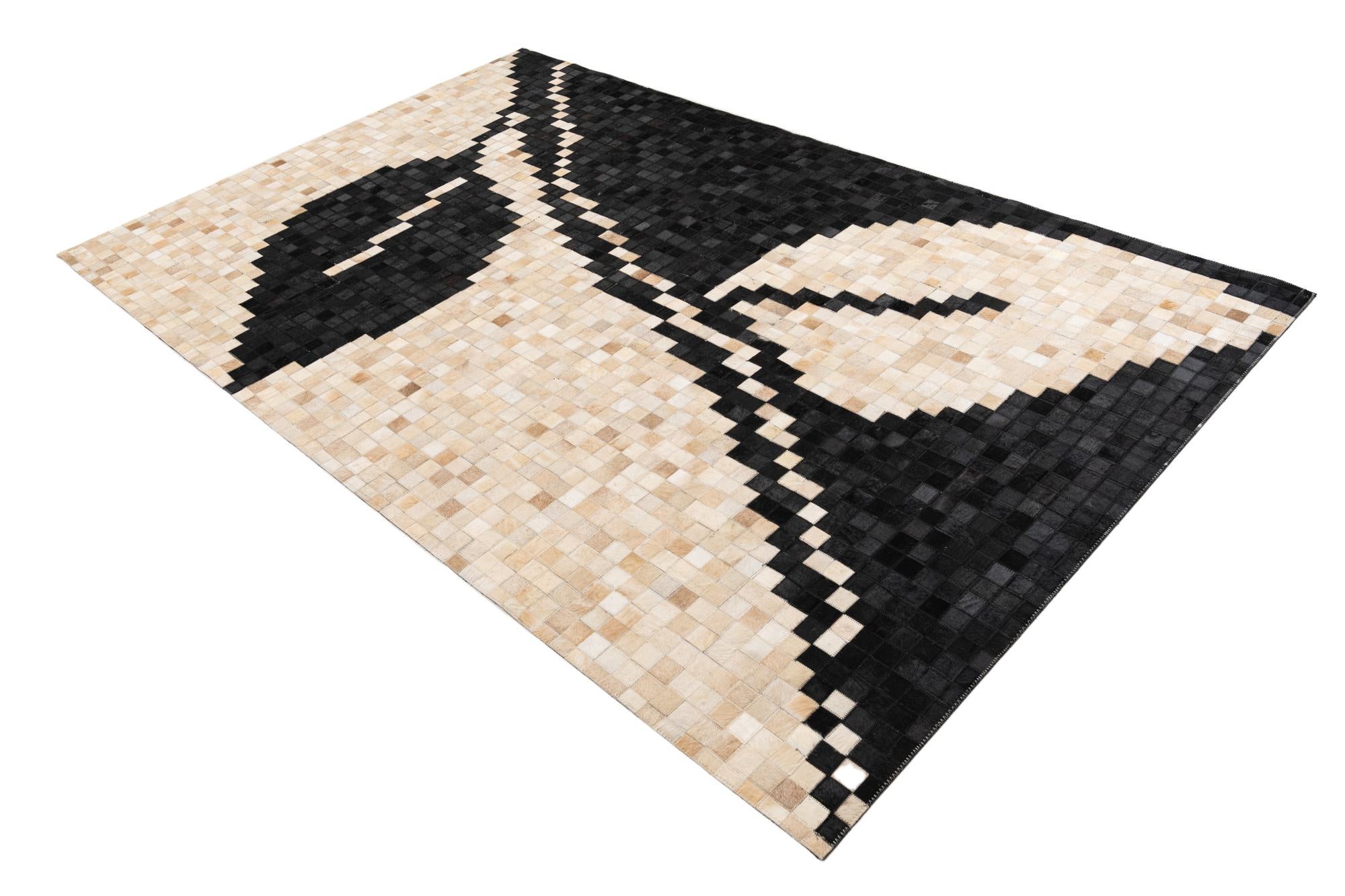 5' 1 x 8' Cowhide Leather Rug