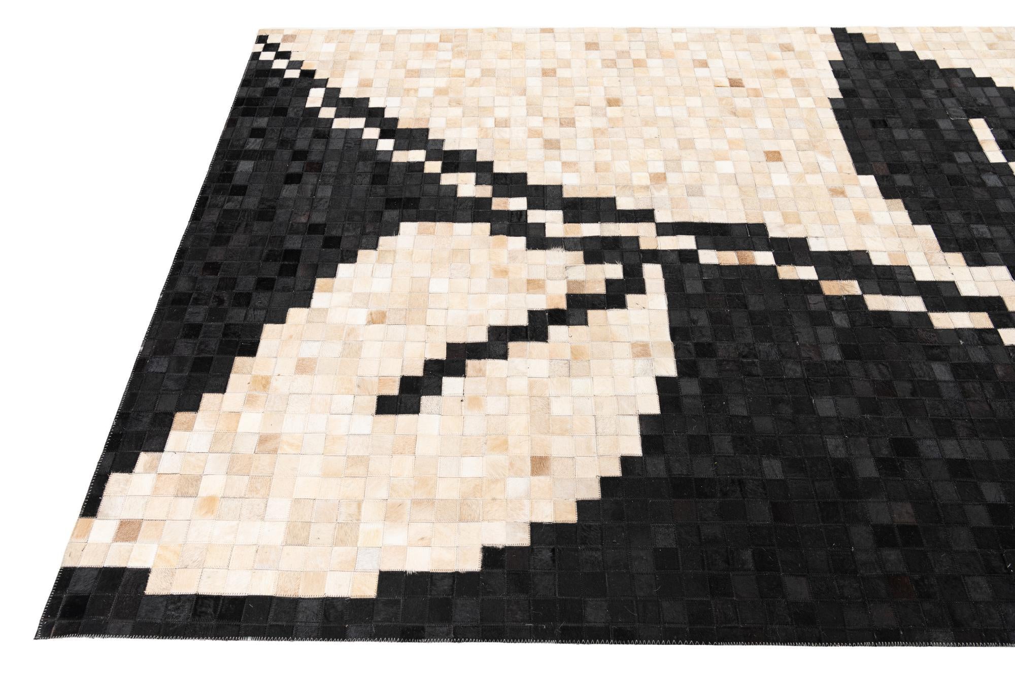 5' 1 x 8' Cowhide Leather Rug