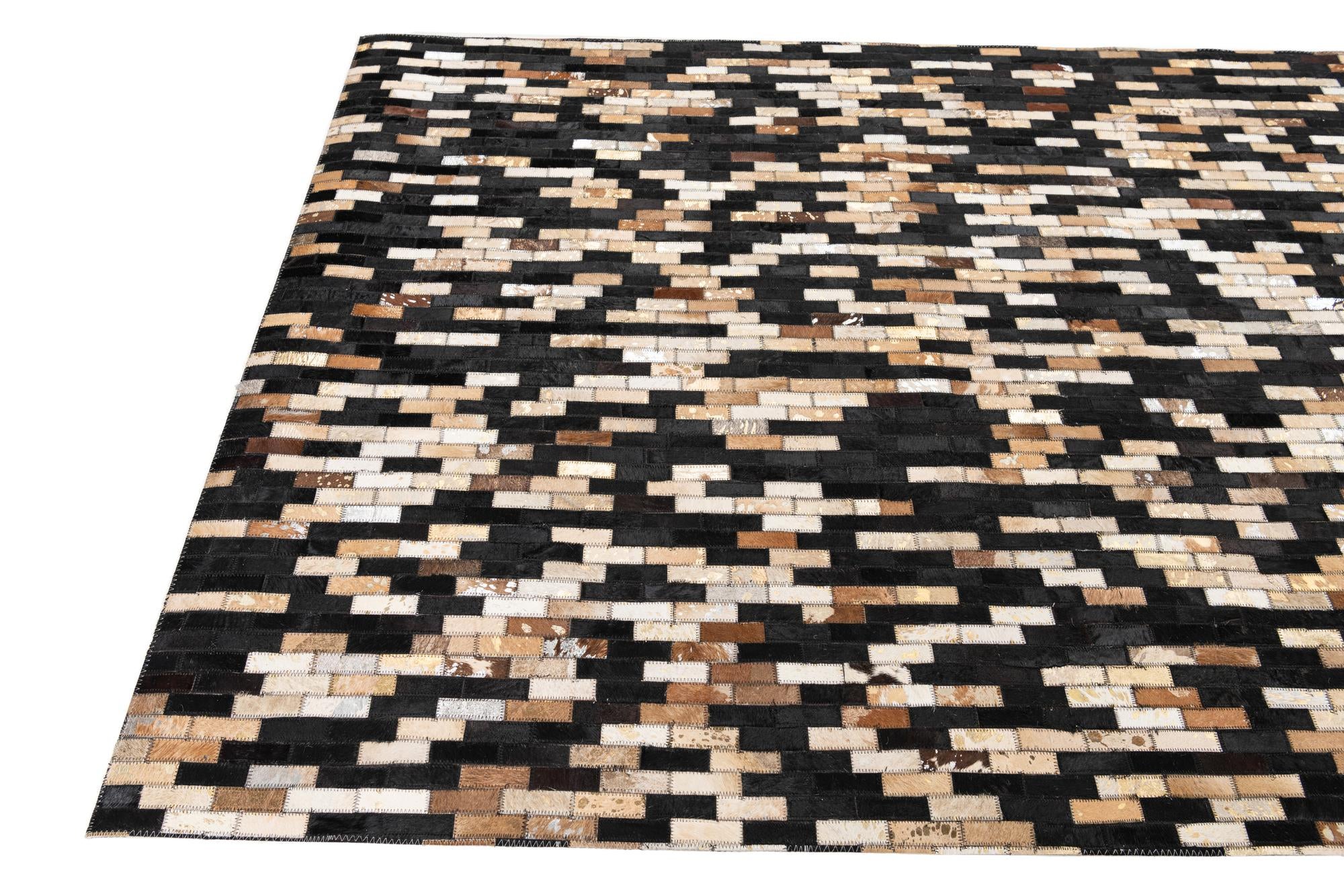 5' x 7' 9 Cowhide Leather Rug