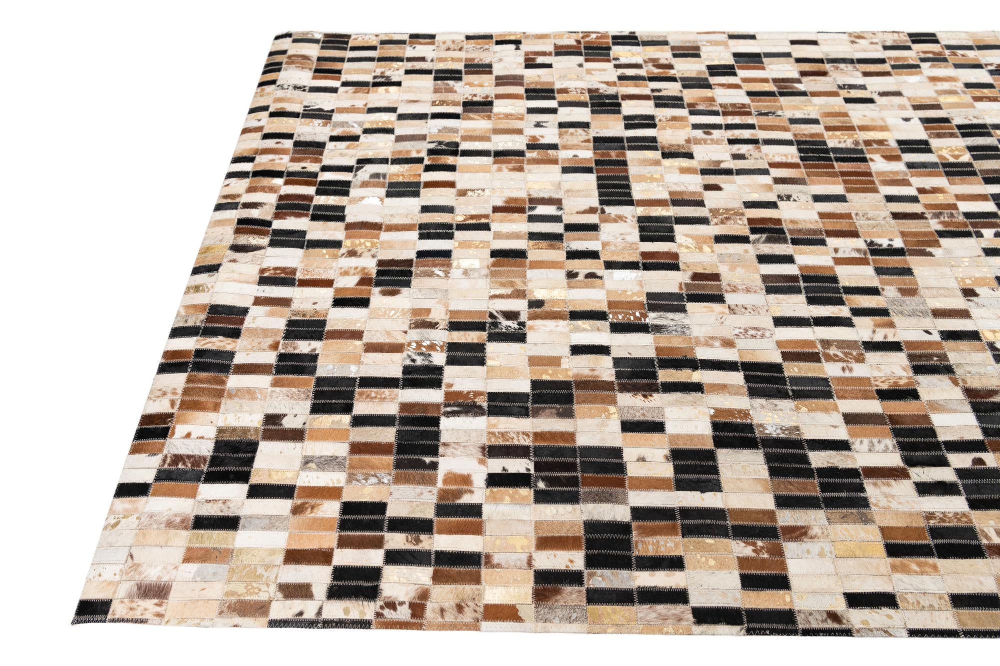 5' x 7' 10 Cowhide Leather Rug