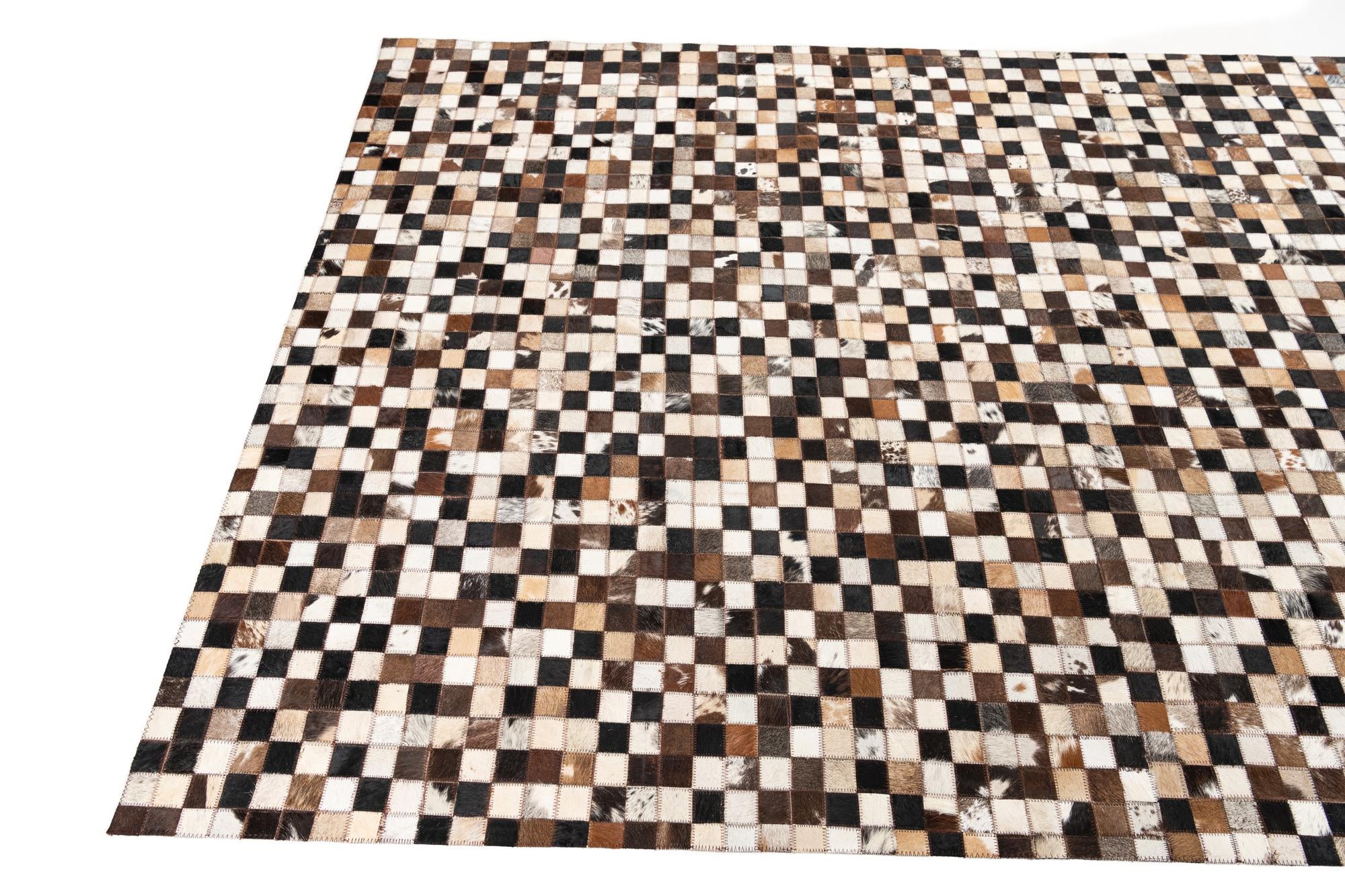 5' 1 x 8' Cowhide Leather Rug