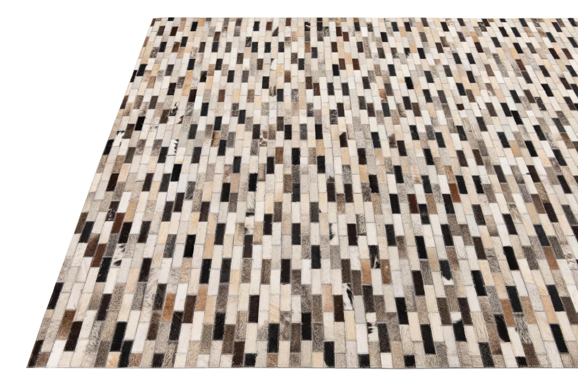 5' x 8' Cowhide Leather Rug