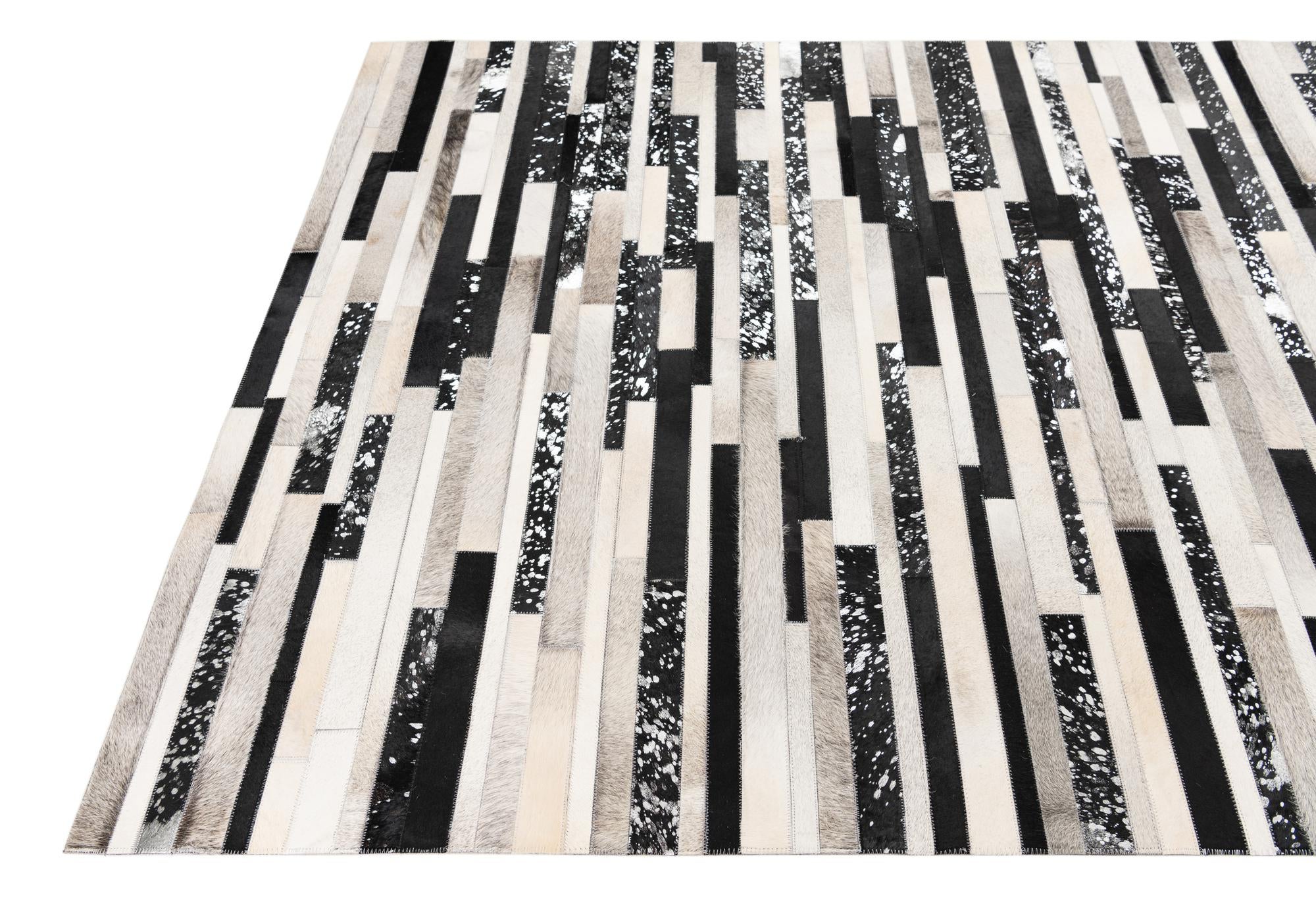5' x 8' 2 Cowhide Leather Rug