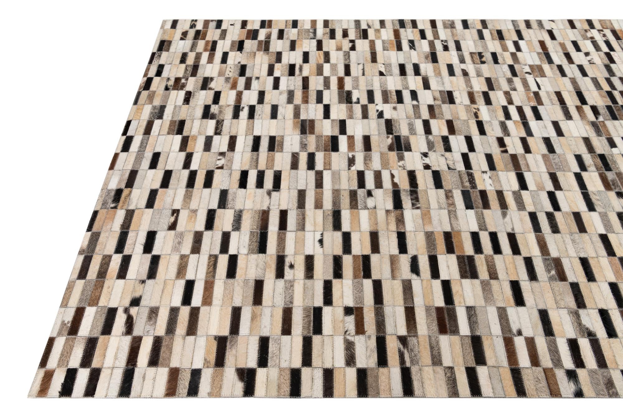 5' x 7' 9 Cowhide Leather Rug