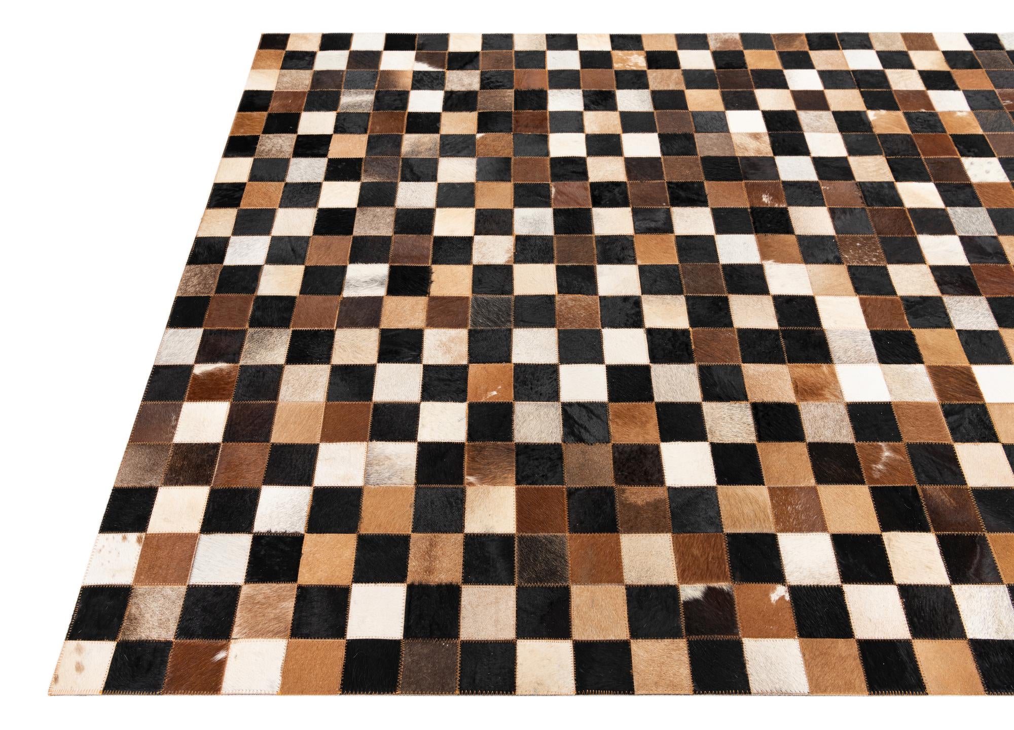 5' x 8' Cowhide Leather Rug