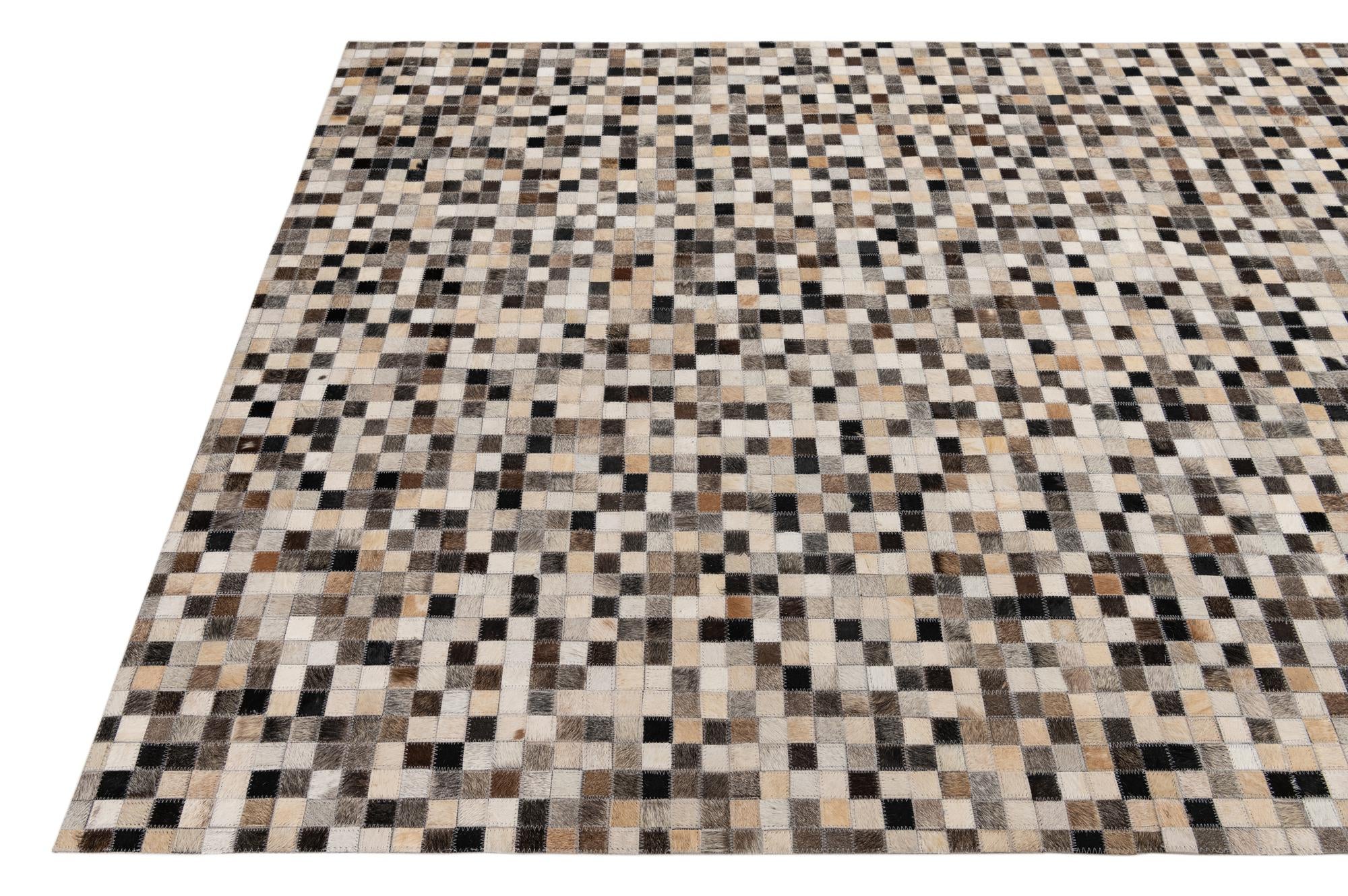 5' 2 x 8' 3 Cowhide Leather Rug