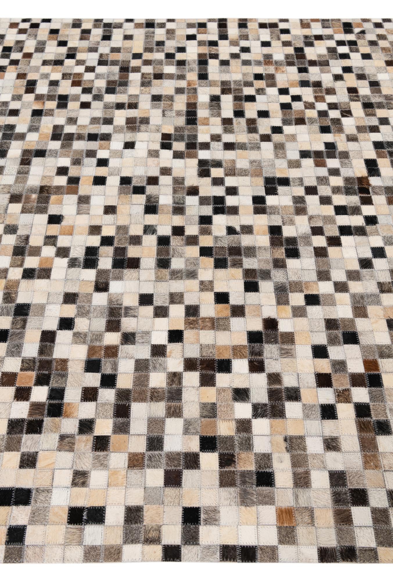 5' 2 x 8' 3 Cowhide Leather Rug