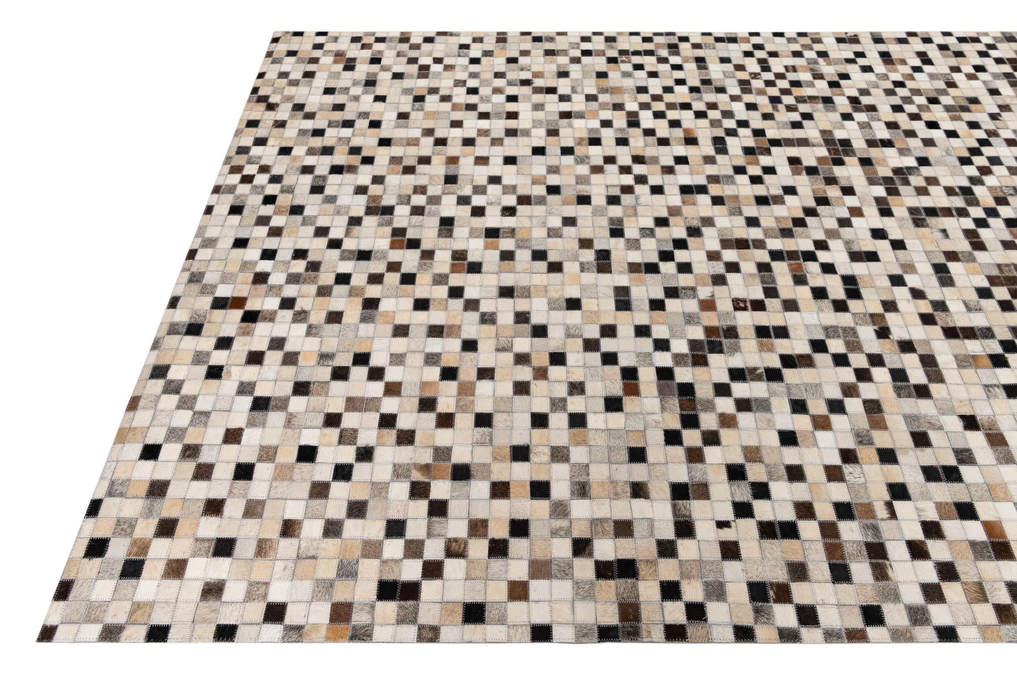 5' x 8' Cowhide Leather Rug