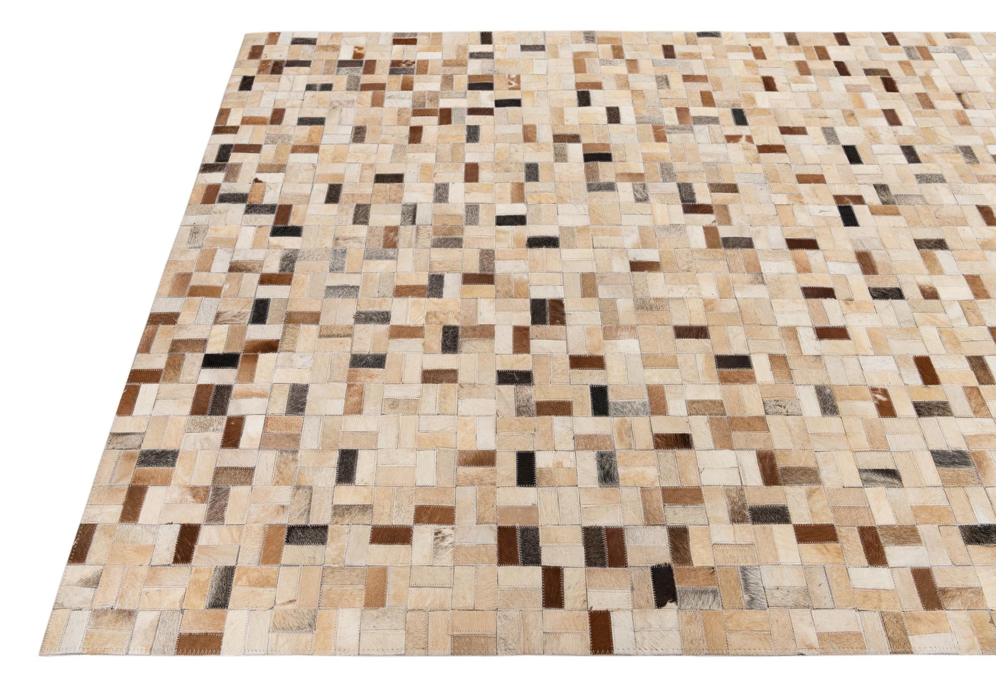 5' x 8' Cowhide Leather Rug