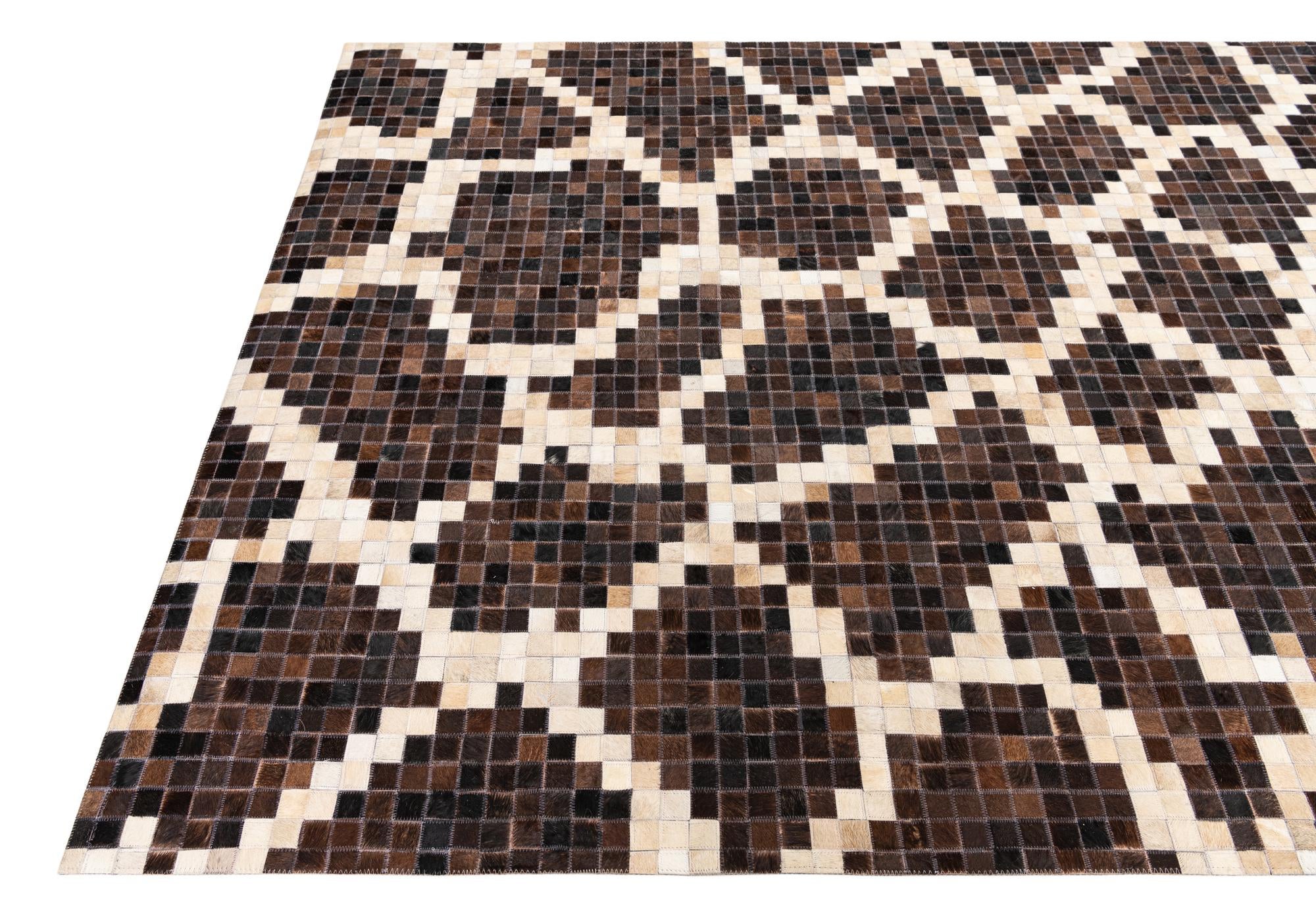 5' 2 x 8' 2 Cowhide Leather Rug