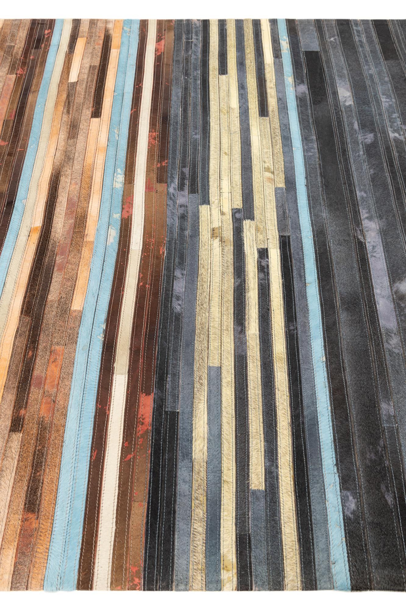 5' 2 x 7' 4 Cowhide Leather Rug