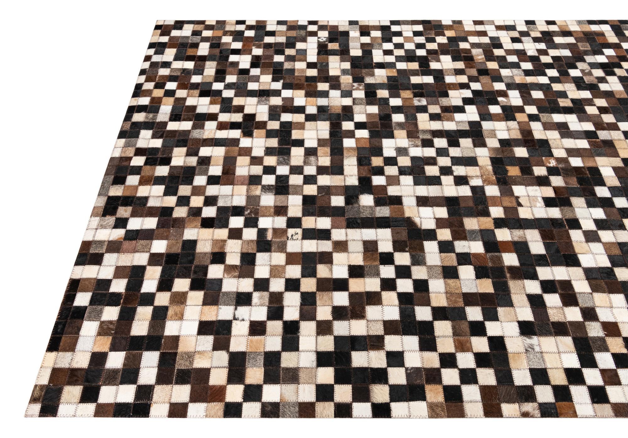 4' 9 x 8' Cowhide Leather Rug