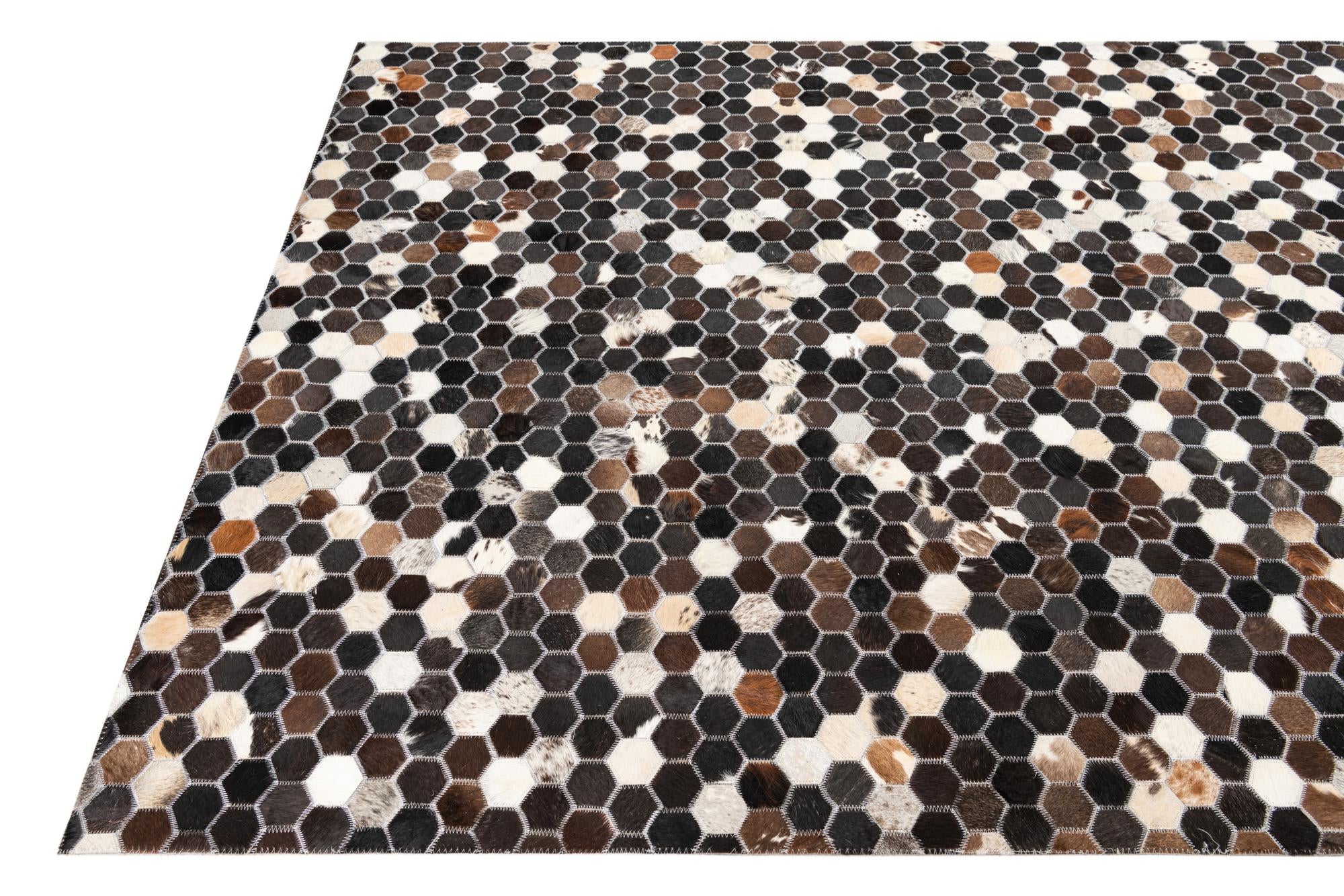5' x 7' 9 Cowhide Leather Rug