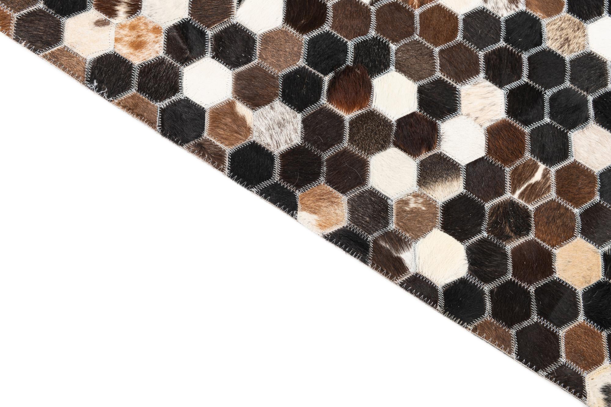 5' x 7' 9 Cowhide Leather Rug