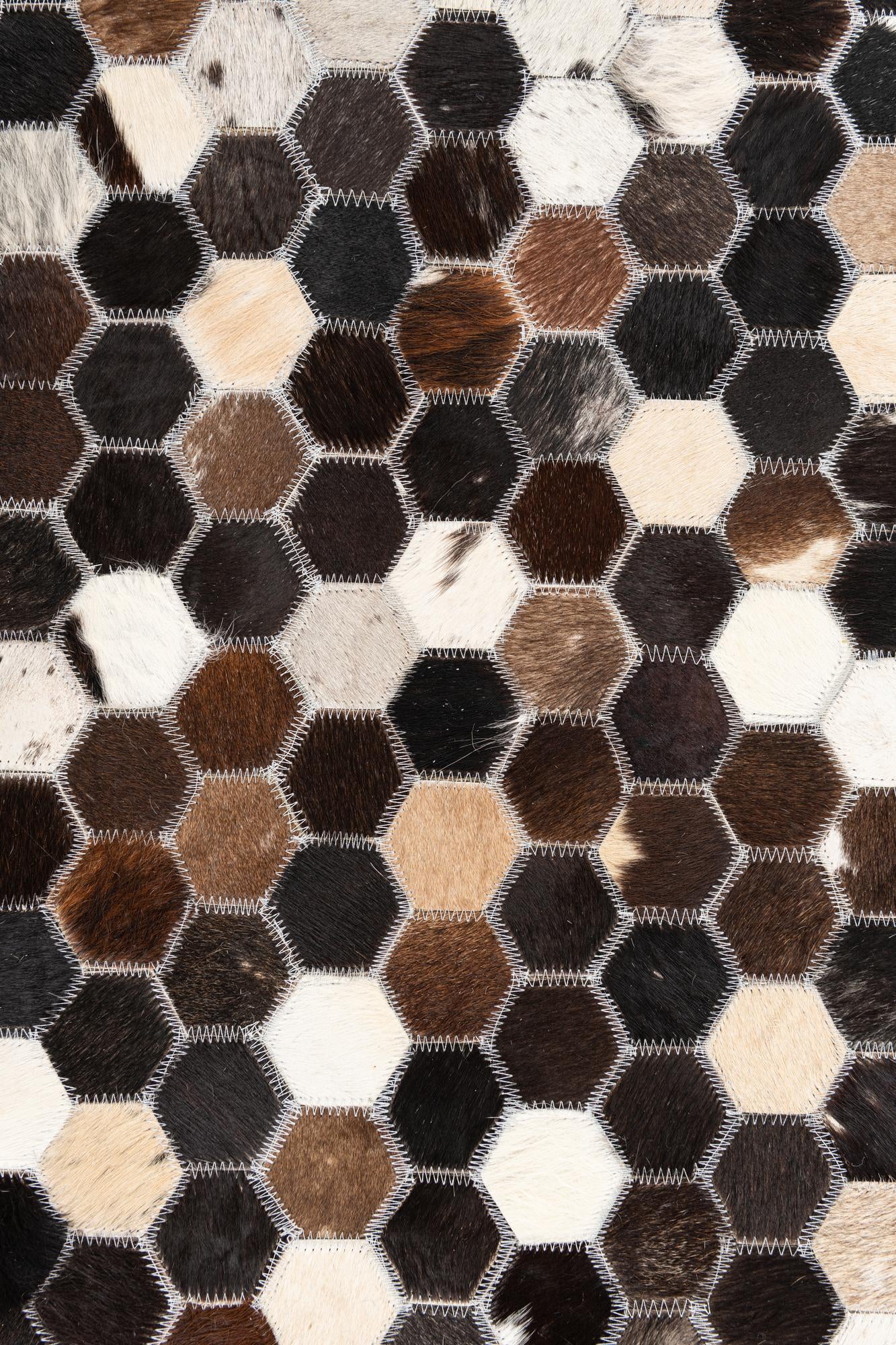 5' x 7' 9 Cowhide Leather Rug