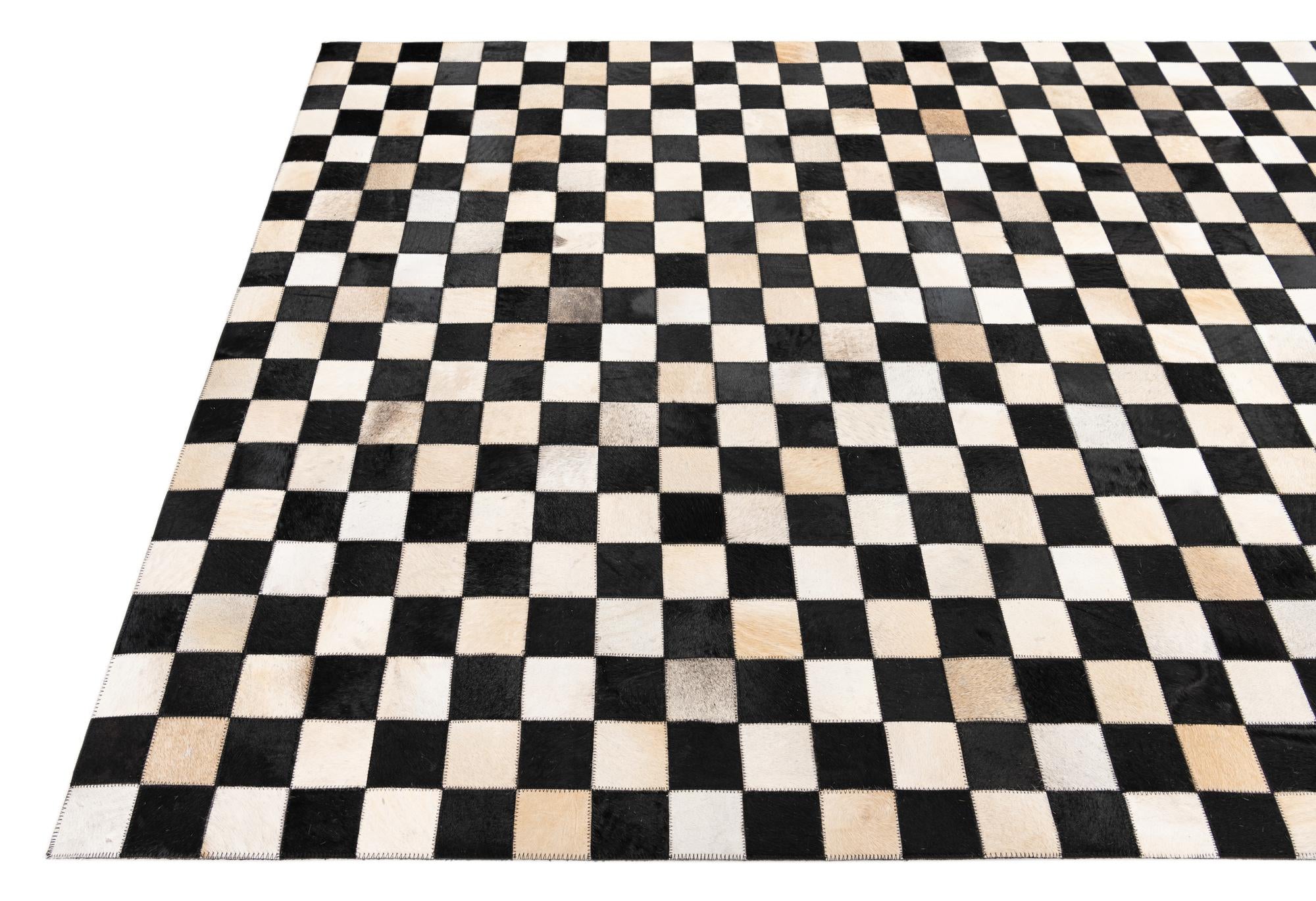 5' x 8' Cowhide Leather Rug