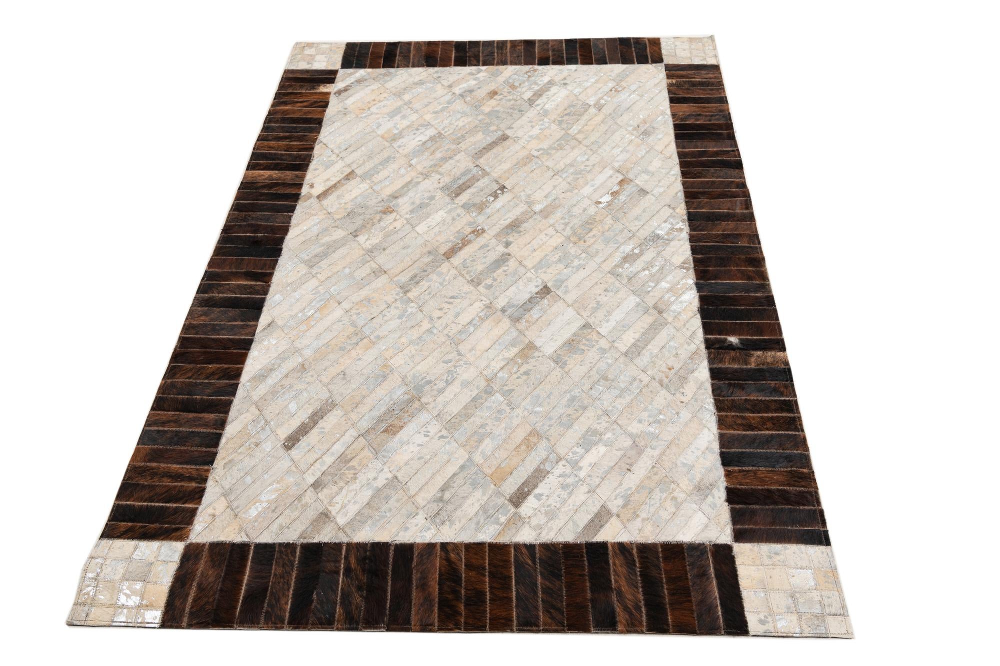 3' 10 x 5' 8 Cowhide Leather Rug