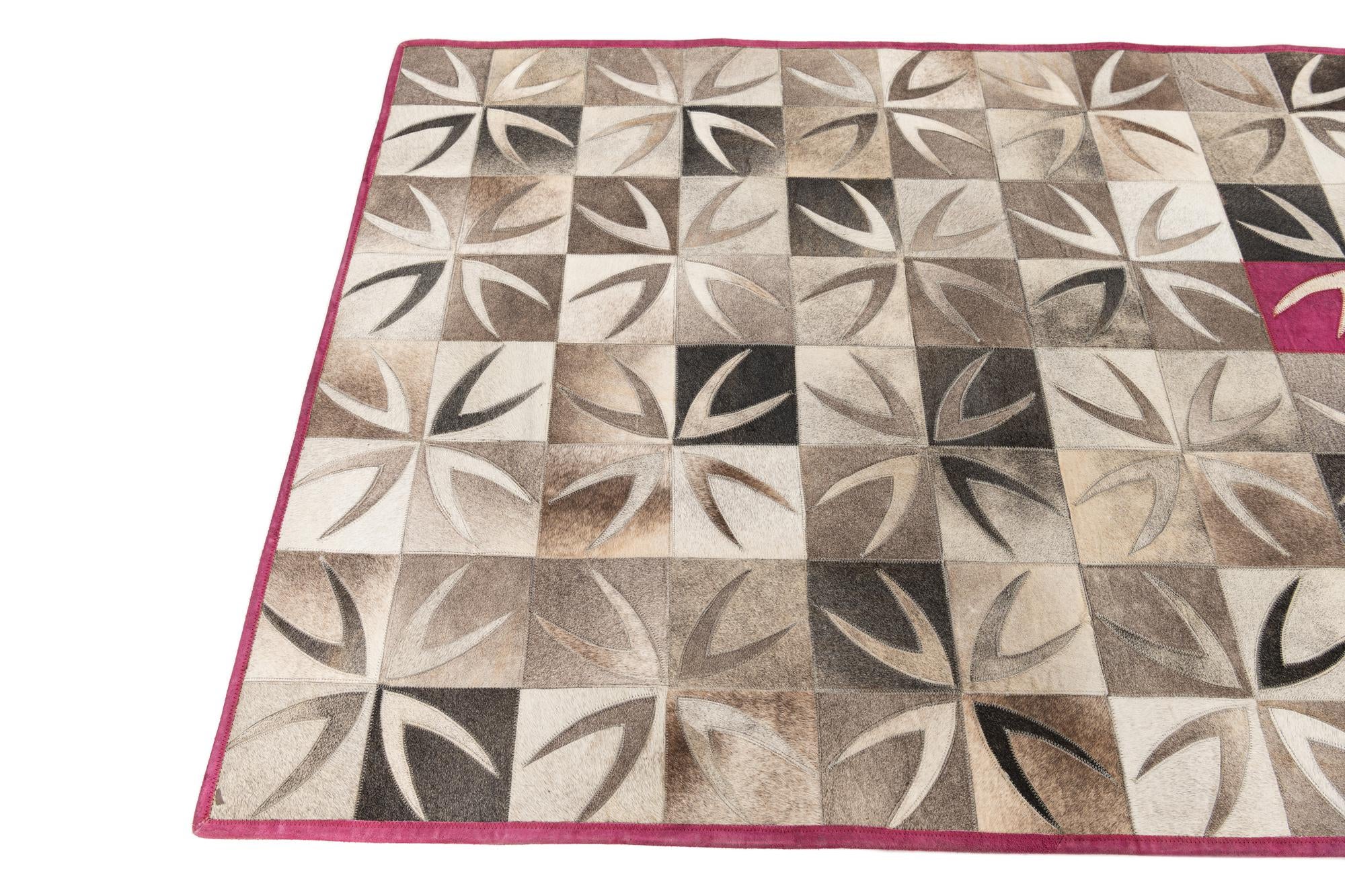 4' x 5' 10 Cowhide Leather Rug