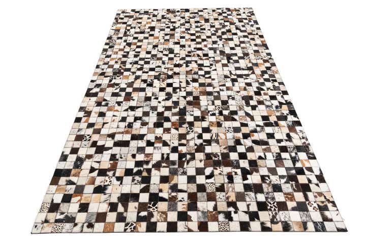 5' 1 x 8' 1 Cowhide Leather Rug