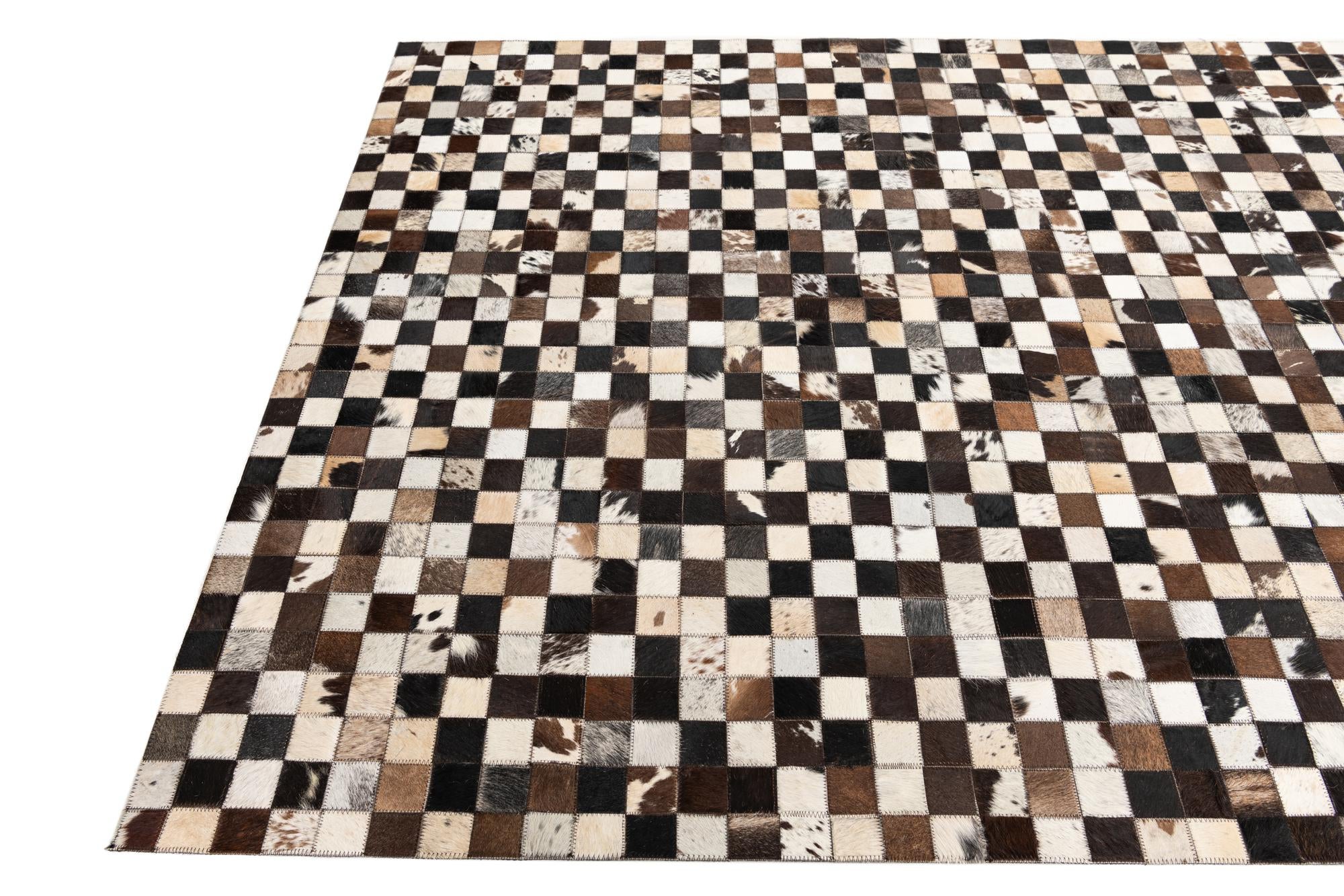 5' 1 x 8' 2 Cowhide Leather Rug