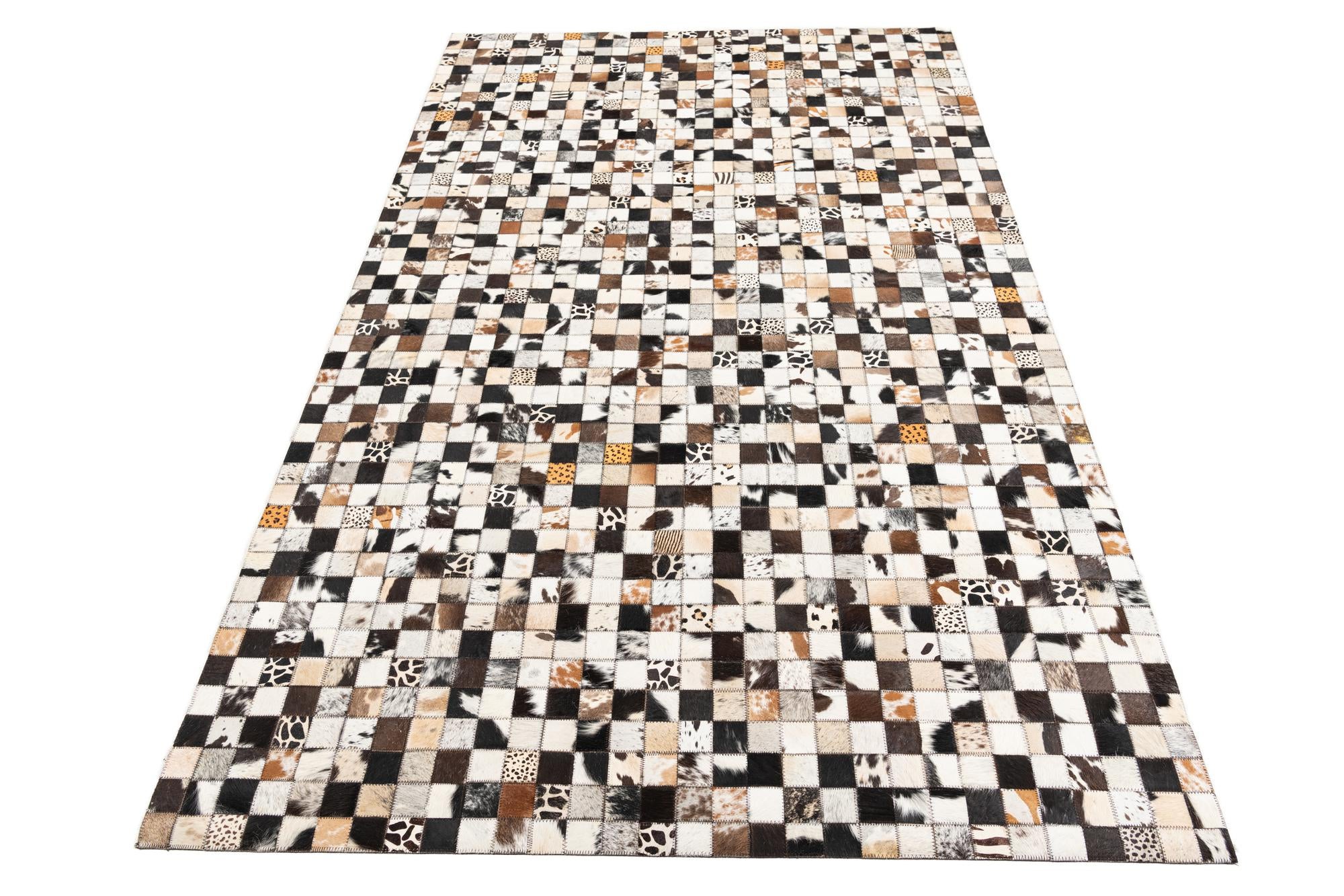 5' 1 x 8' Cowhide Leather Rug