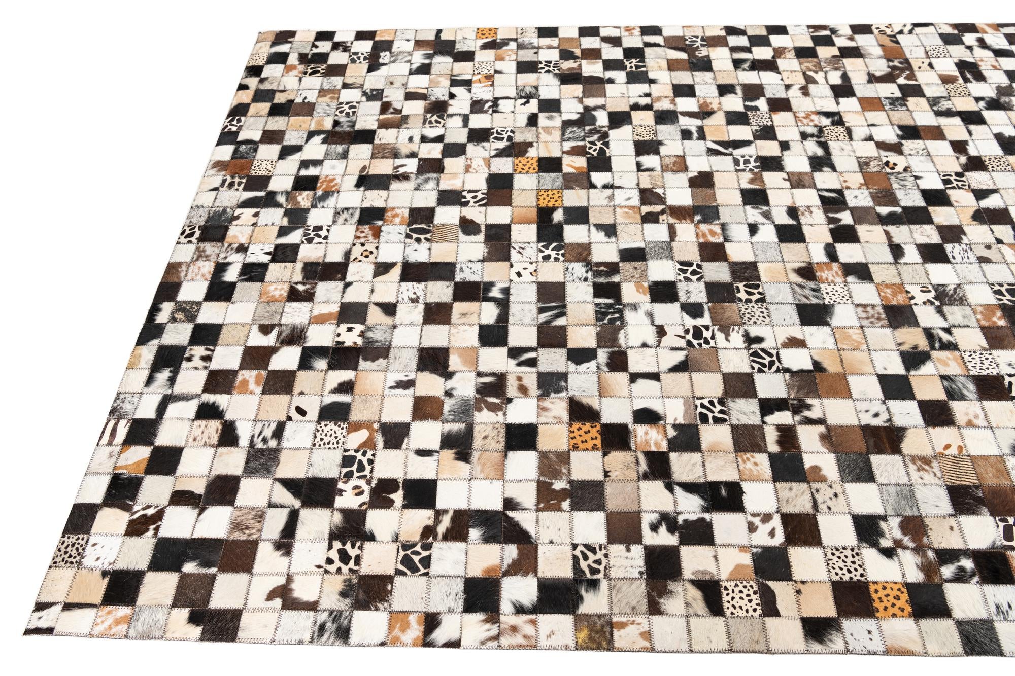 5' 1 x 8' Cowhide Leather Rug