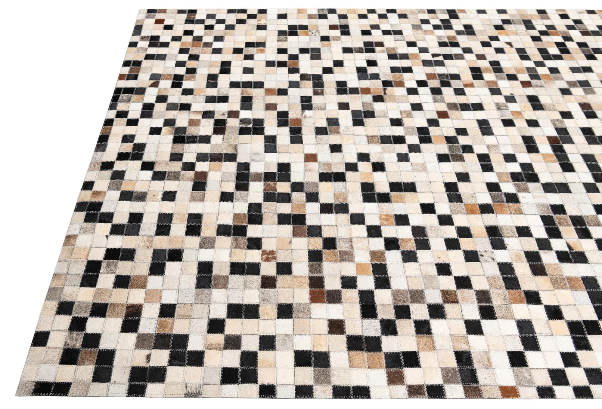 5' x 7' 10 Cowhide Leather Rug