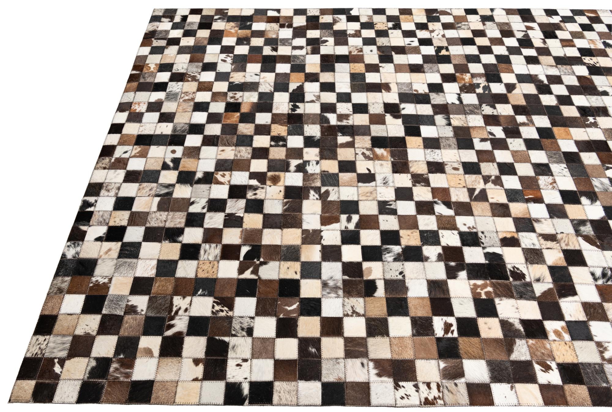 5' 1 x 8' 1 Cowhide Leather Rug