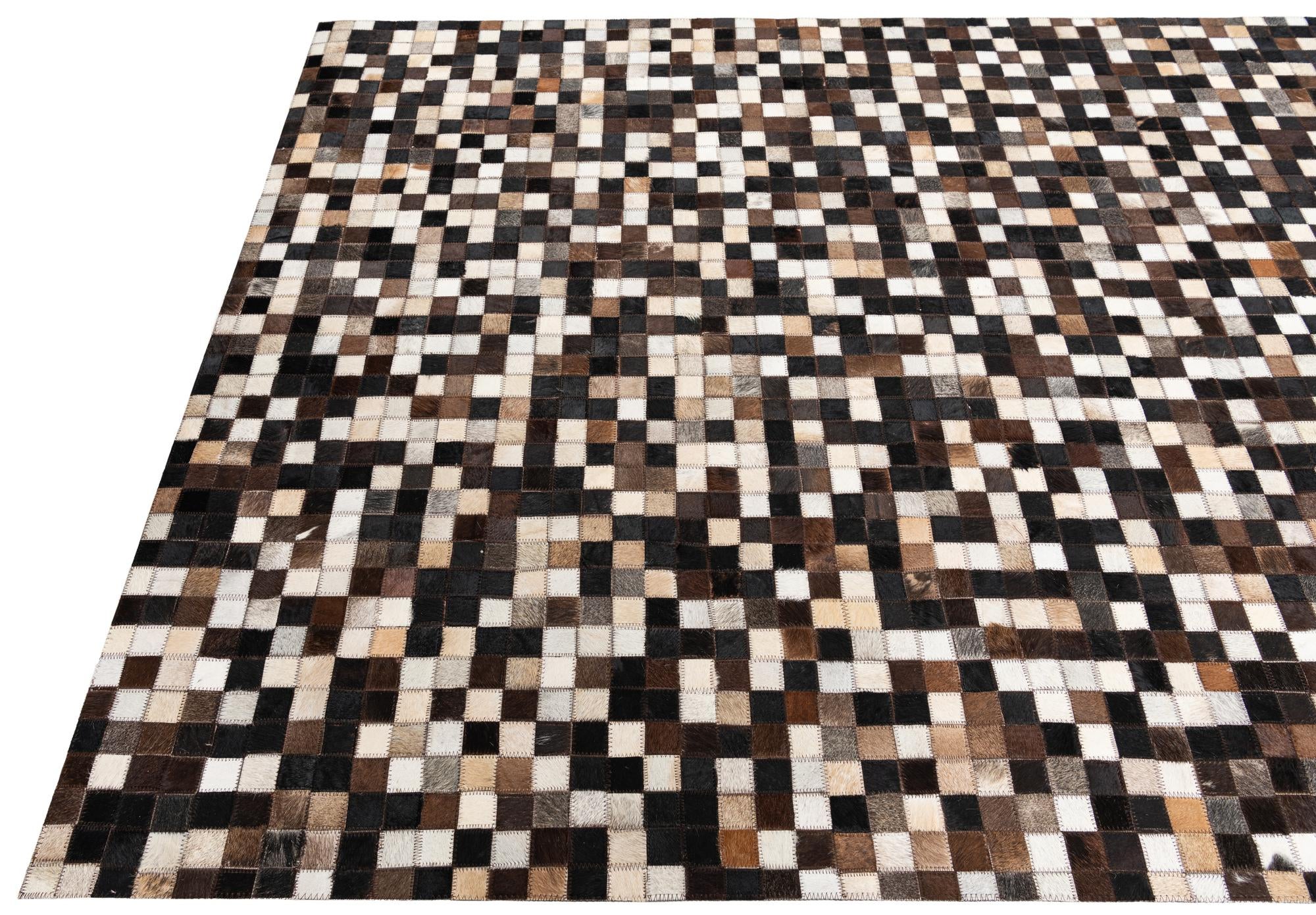 5' 1 x 8' Cowhide Leather Rug