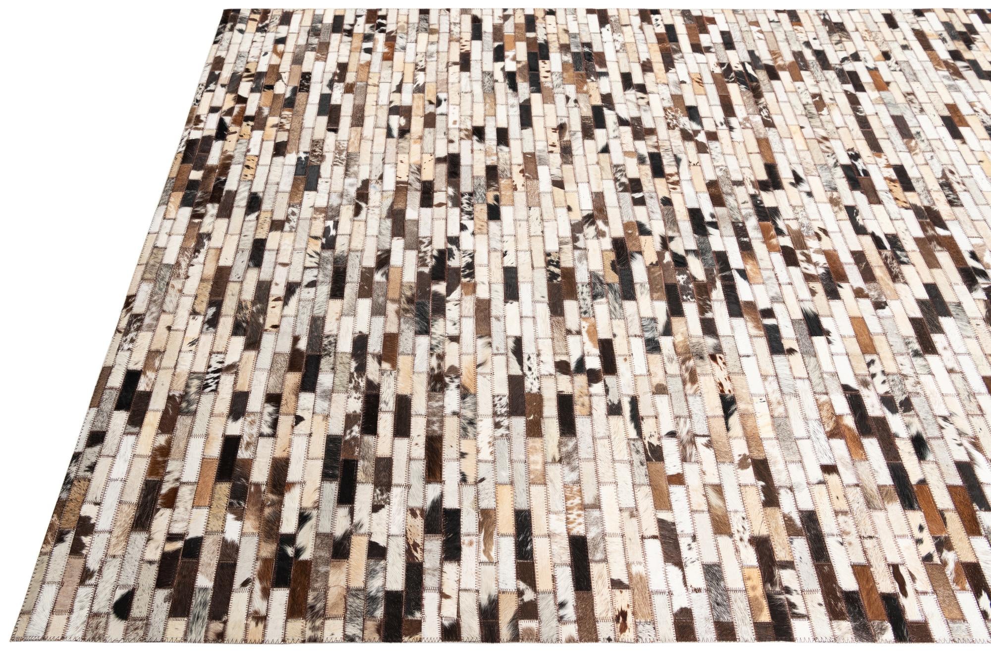 5' x 7' 10 Cowhide Leather Rug