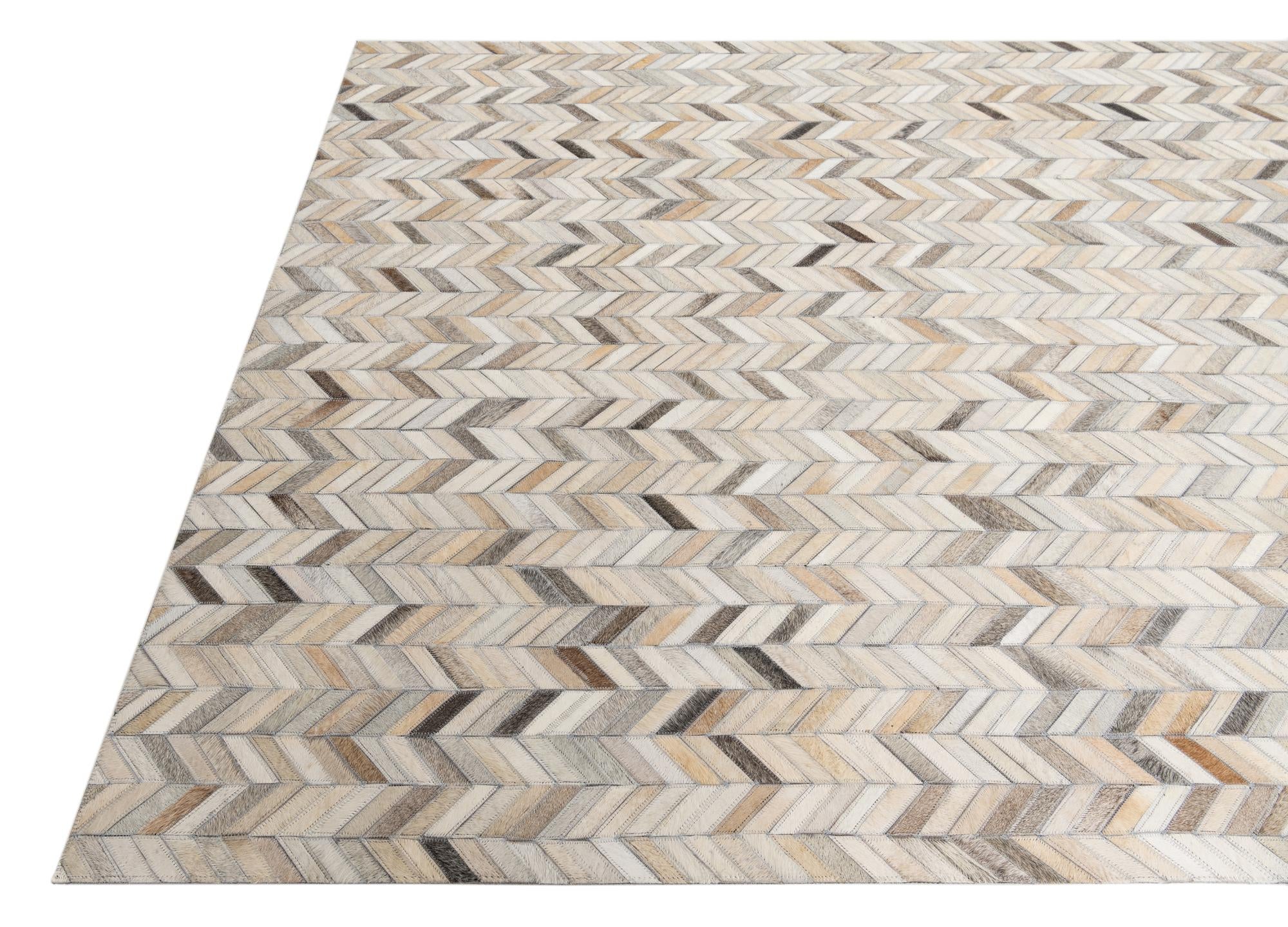 5' 1 x 8' Cowhide Leather Rug