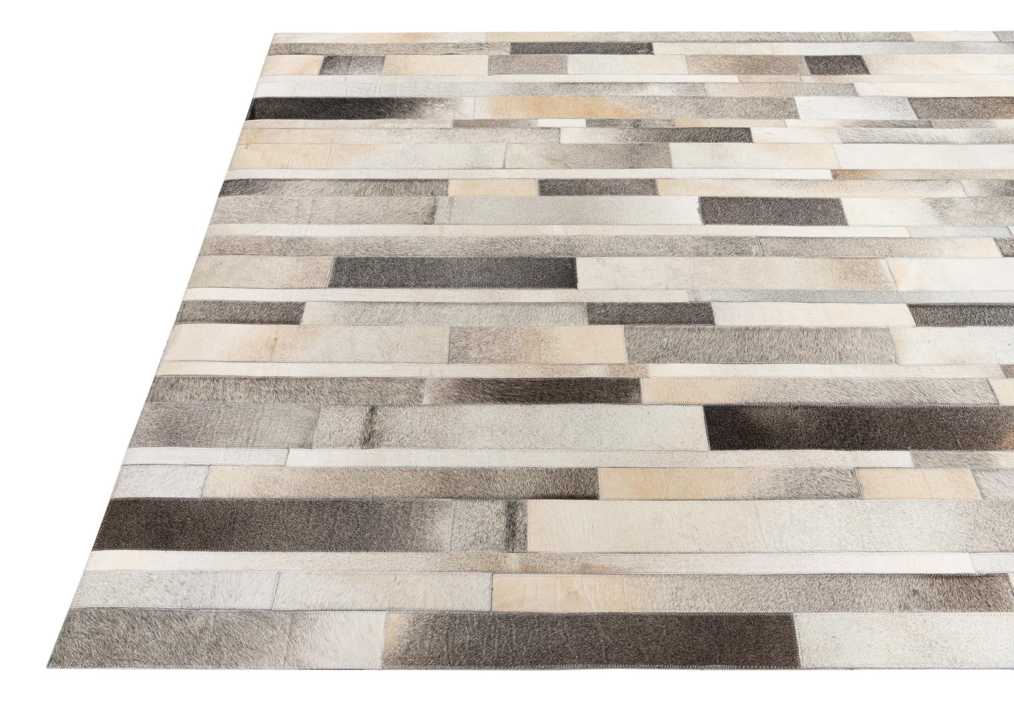 5' 6 x 7' 7 Cowhide Leather Rug