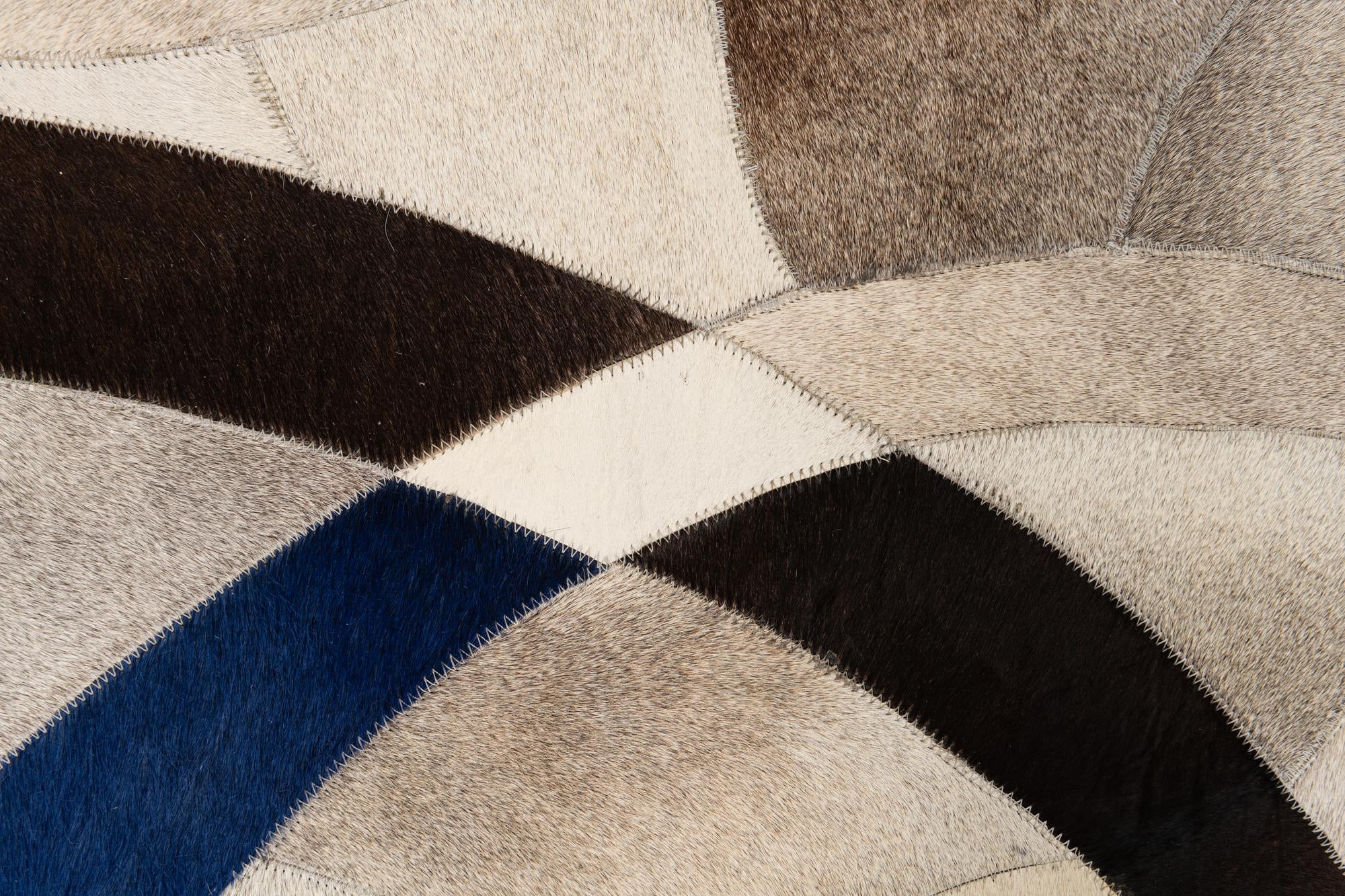 5' x 7' 2 Cowhide Leather Rug