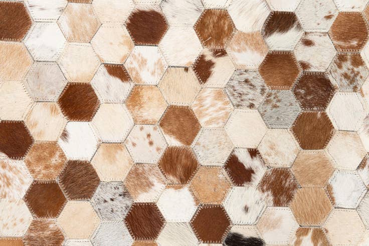 Detail image of 5' 2 x 8' 1 Cowhide Leather Rug