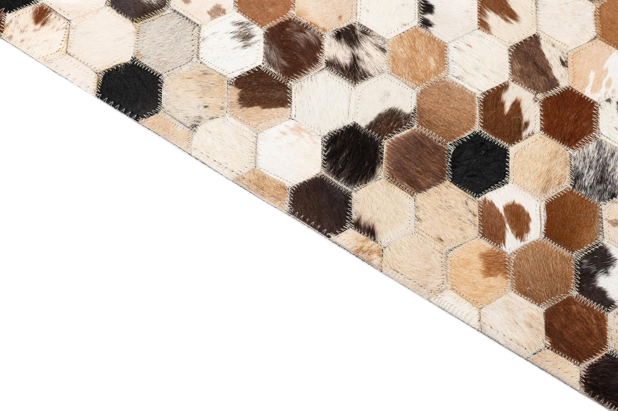 5' 1 x 8' Cowhide Leather Rug