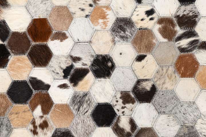 5' 2 x 8' Cowhide Leather Rug