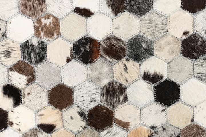 5' 1 x 8' 1 Cowhide Leather Rug